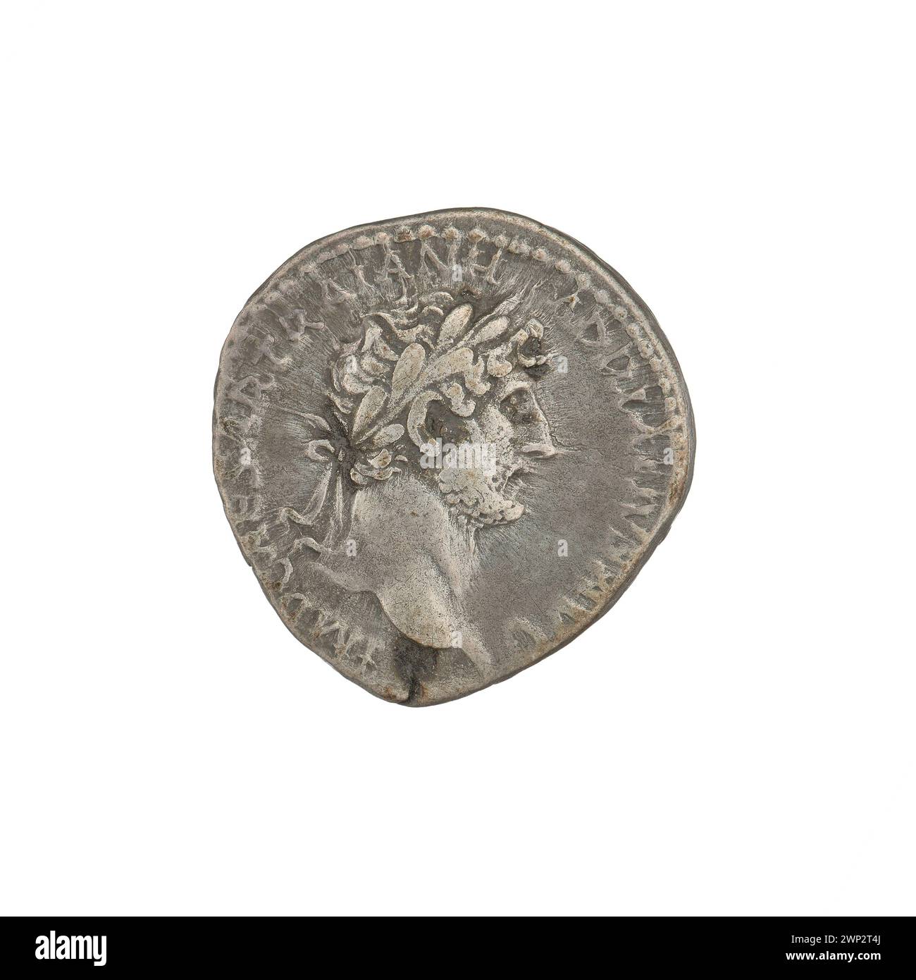 Denar; Hadrian (76-138; römischer Kaiser 117-138); 119-122 (101-00-00-102-00); Aequitas (Personifikation), Büste, Waagen, Lorbeerkränze Stockfoto