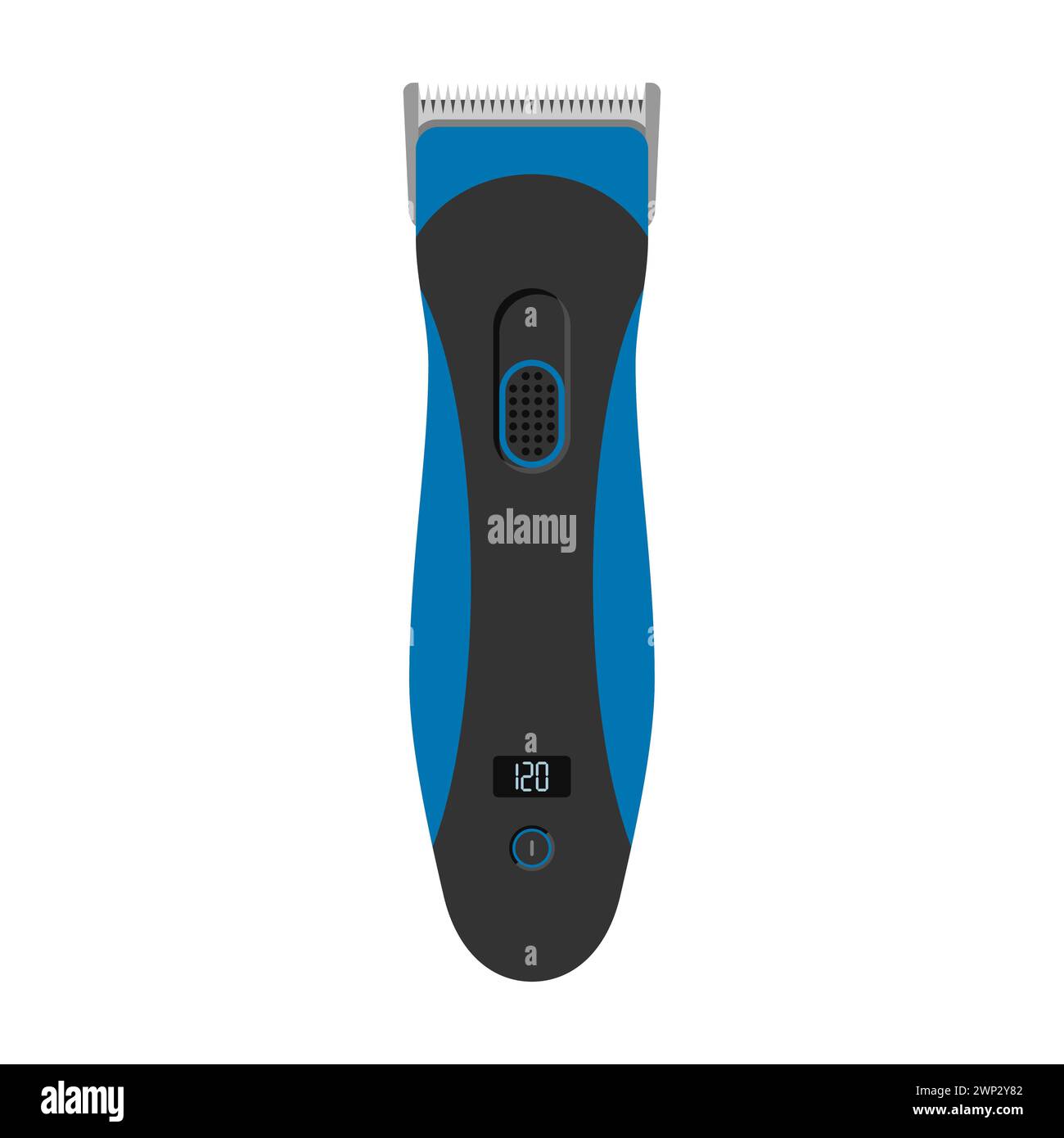 Isoliert auf weißem Hintergrund. Elektrische Friseurausrüstung, Haarschneider in flachem Stil. Vektorabbildung. Stock Vektor