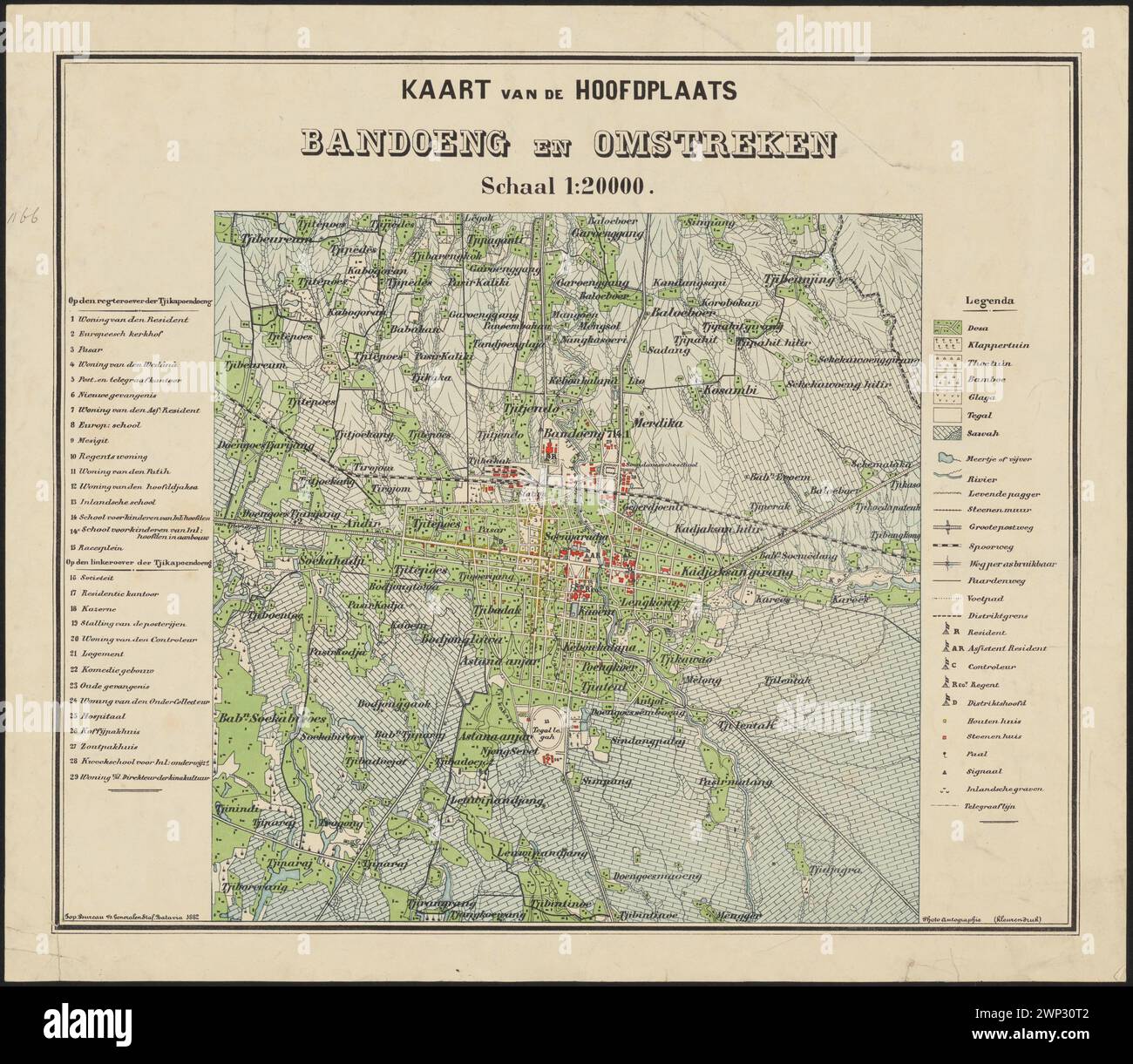 Karte von Bandoeng 1882 Stockfoto
