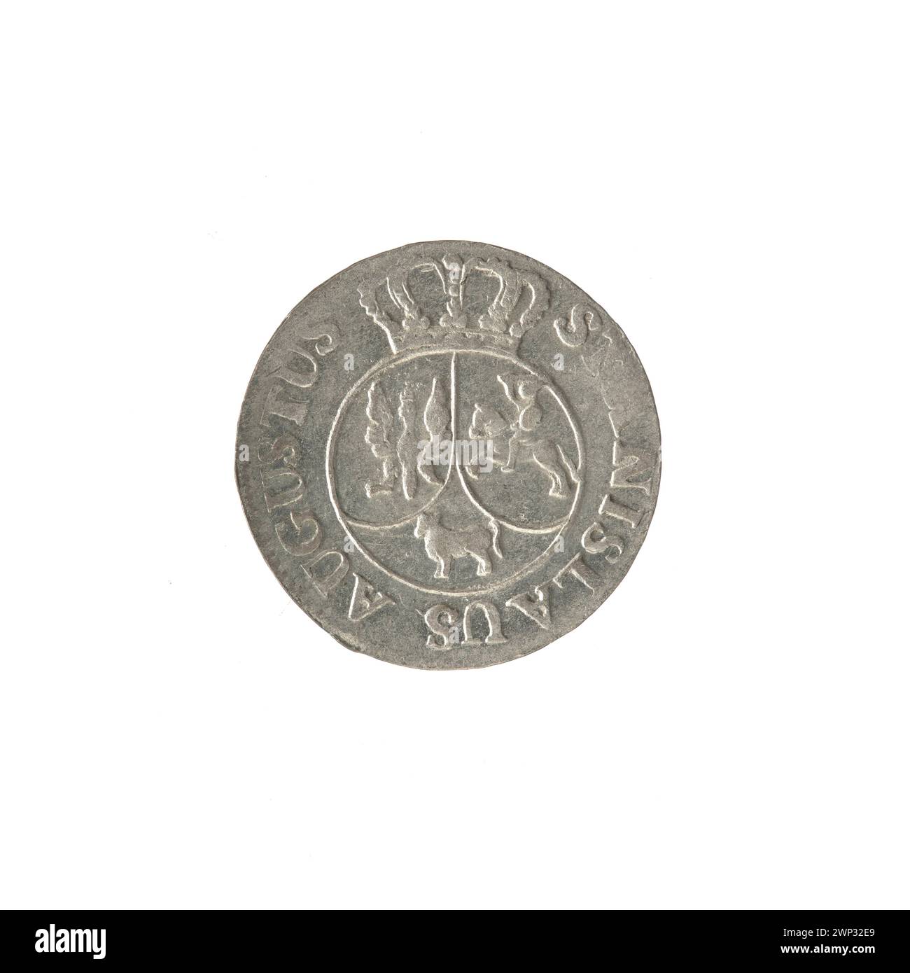 König Stanisław August Poniatowski wird 1794 mit der „Krone sechs“ dargestellt, die königliche Insignien und Symbole der polnischen monarchischen Autorität darstellt. Stockfoto