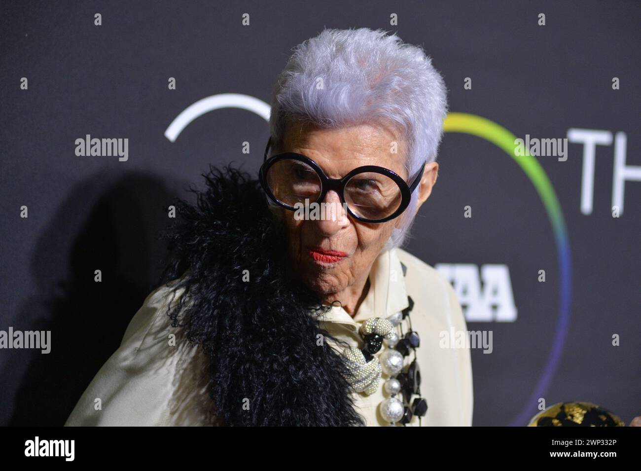 Iris Apfel, die mit dem Icon Award ausgezeichnet wurde, nimmt am 29. November 2016 an den 30. FN Achievement Awards im IAC Headquarters in New York Teil. Stockfoto