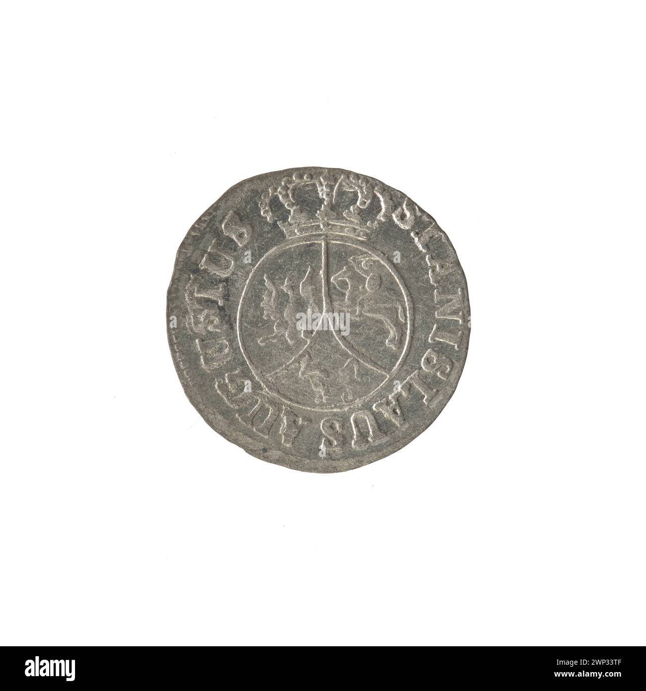 Diese Darstellung von König Stanisław August Poniatowski aus dem Jahr 1794 zeigt die „Krone sechs“, die königliche Insignien und zeremonielle Kleidung der polnischen Monarchie veranschaulicht. Stockfoto