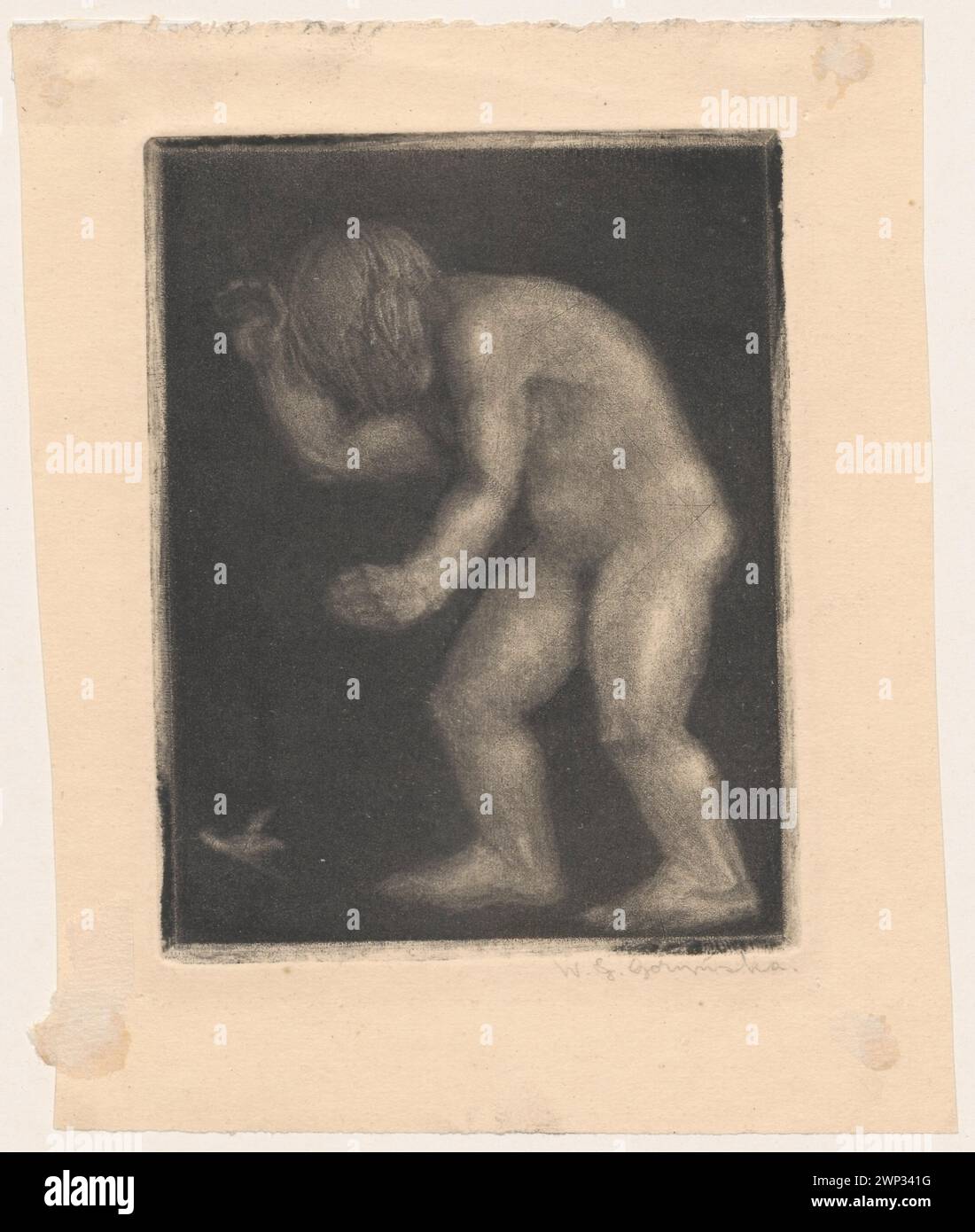 Studie von Wiktoria Gory aus dem Jahr 1924-1928 zur Untersuchung der Figur und Zusammensetzung eines Kinderaktes, Teil einer Provenienzsammlung. Stockfoto