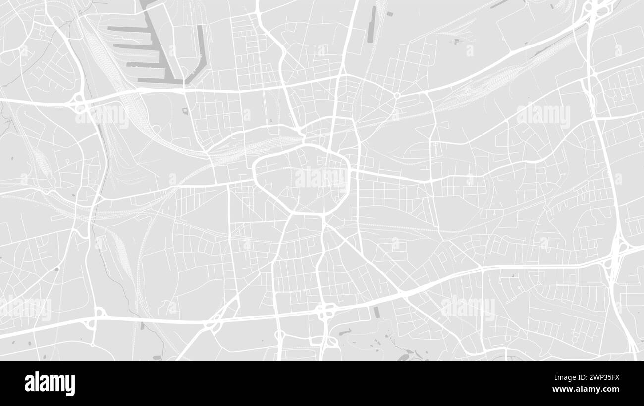 Hintergrund Dortmund Karte, Deutschland, weißes und hellgraues Stadtposter. Vektorkarte mit Straßen und Wasser. Breitbildformat, digitales flaches Design Stock Vektor