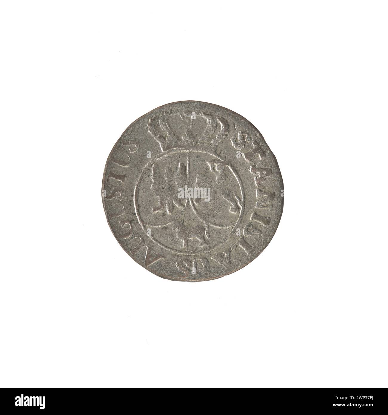 Diese Illustration von König Stanisław August Poniatowski aus dem Jahr 1794 zeigt ihn mit der „Krone sechs“, die zeremonielle Insignien und die polnische königliche Autorität repräsentiert. Stockfoto