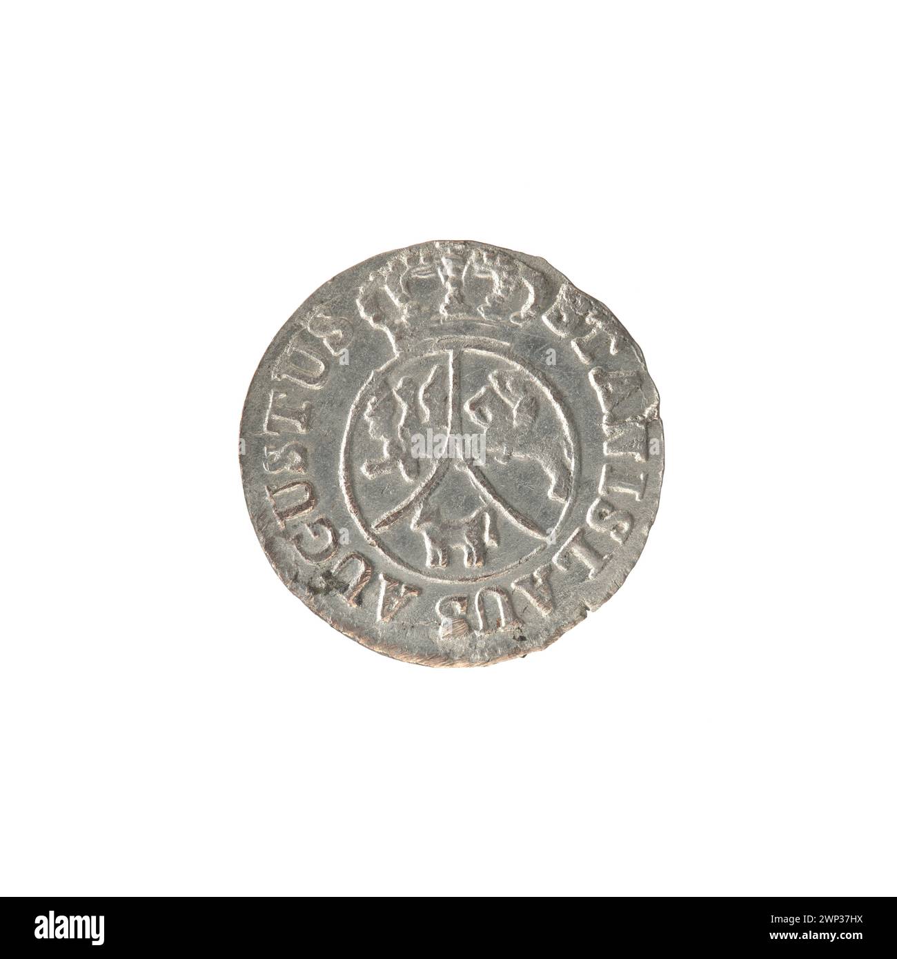 Eine Darstellung der Krone von Stanisław August Poniatowski aus dem Jahr 1795, die die königliche Autorität und die polnische Staatlichkeit während seiner Regierungszeit symbolisiert. Stockfoto