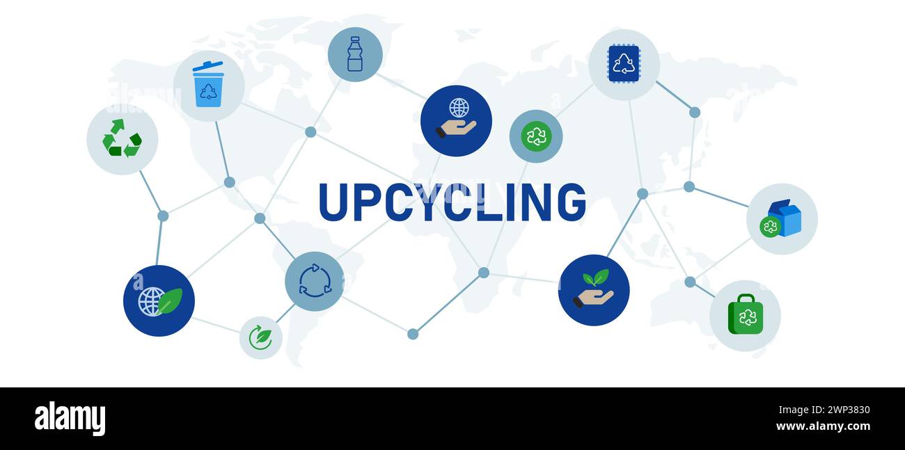 Icon Upcycling zur Wiederverwendung von Material Recycling Umwelt Umweltschutz Umweltschutz Null Abfall Stock Vektor