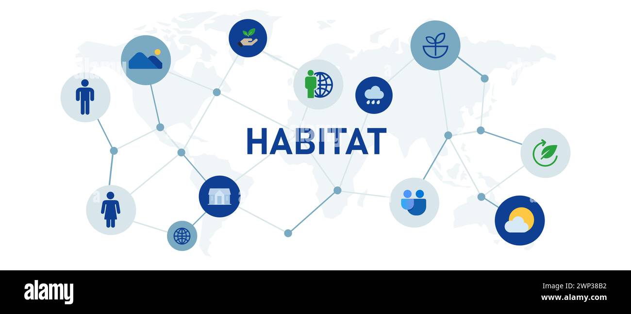 Icon Habitat Environment House für den Erhalt der terrestrischen Artenvielfalt Stock Vektor