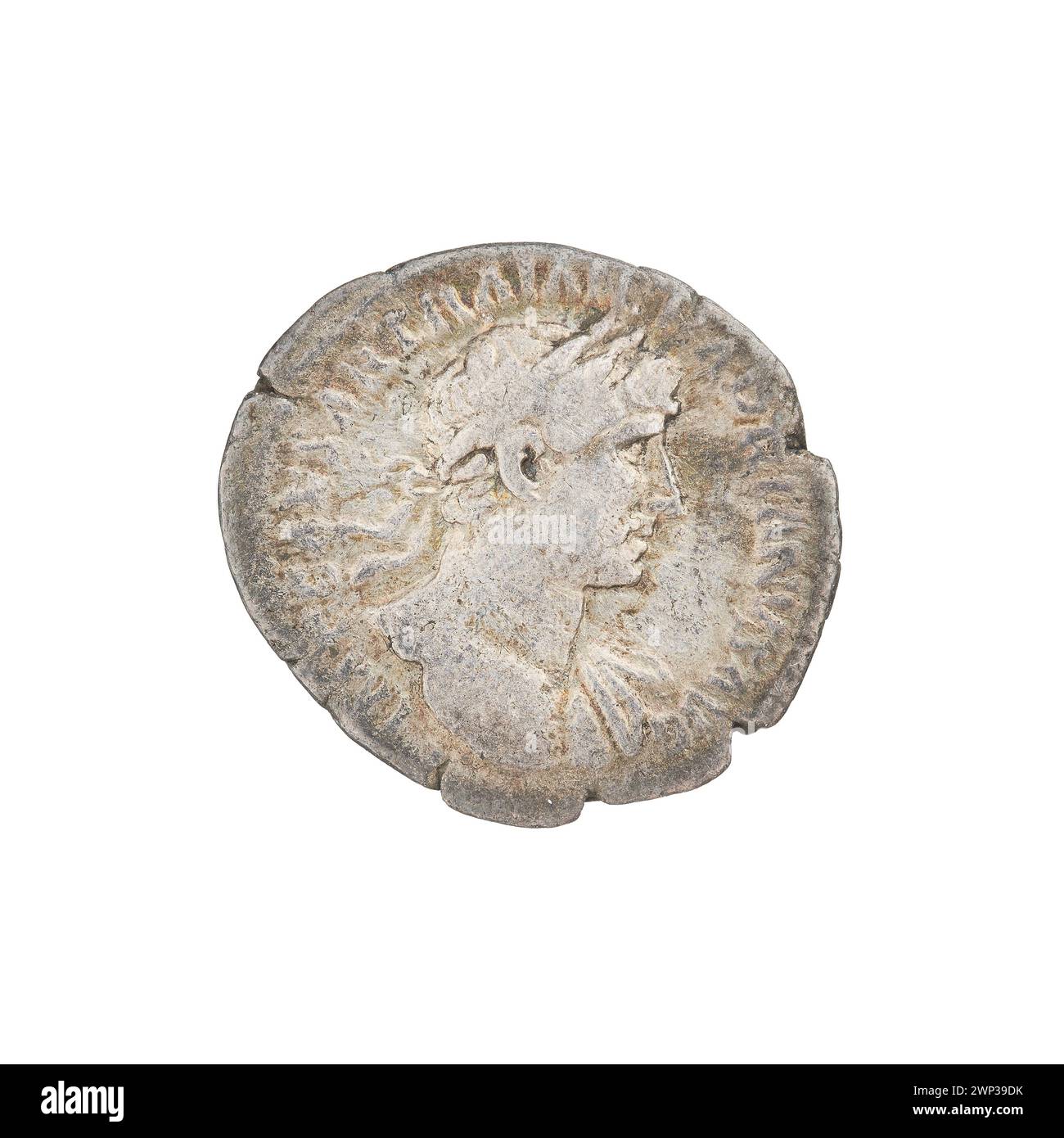 Denar; Hadrian (76-138; römischer Kaiser 117-138); 118 (114-00-00-117-00); Pietas (Personifikation), Büsten, lorbeerkränze Stockfoto