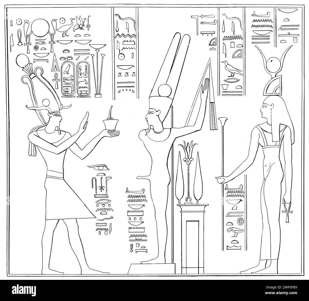 Alexander der große opferte Amun-Re und der Göttin Hathor, dem Tempel von Luxor Stockfoto