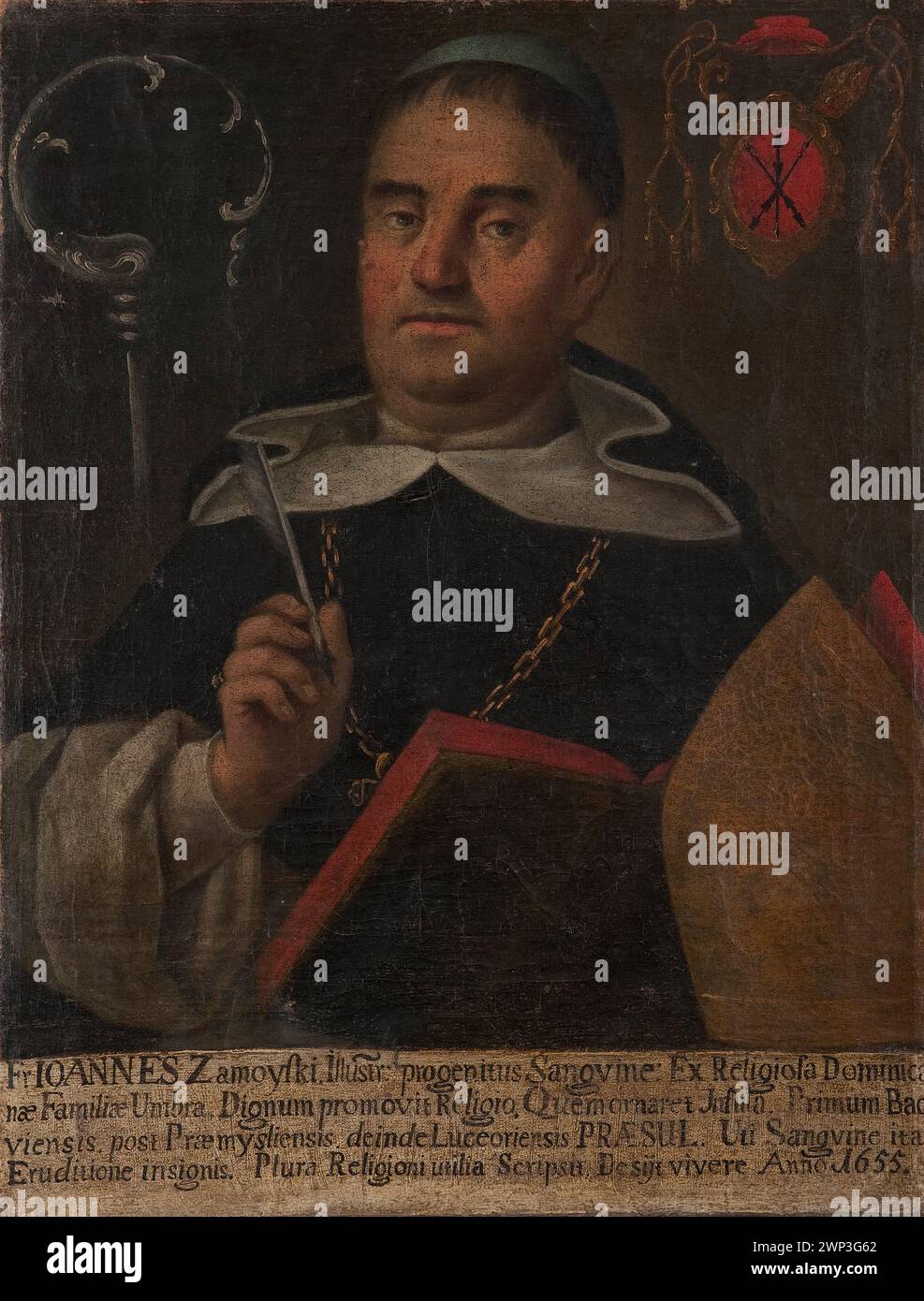 Posthum Porträt des Dominikaners Jan Zamoyski, geschaffen nach 1655, das ein männliches Mitglied des Klerus in religiöser Kleidung darstellt. Stockfoto