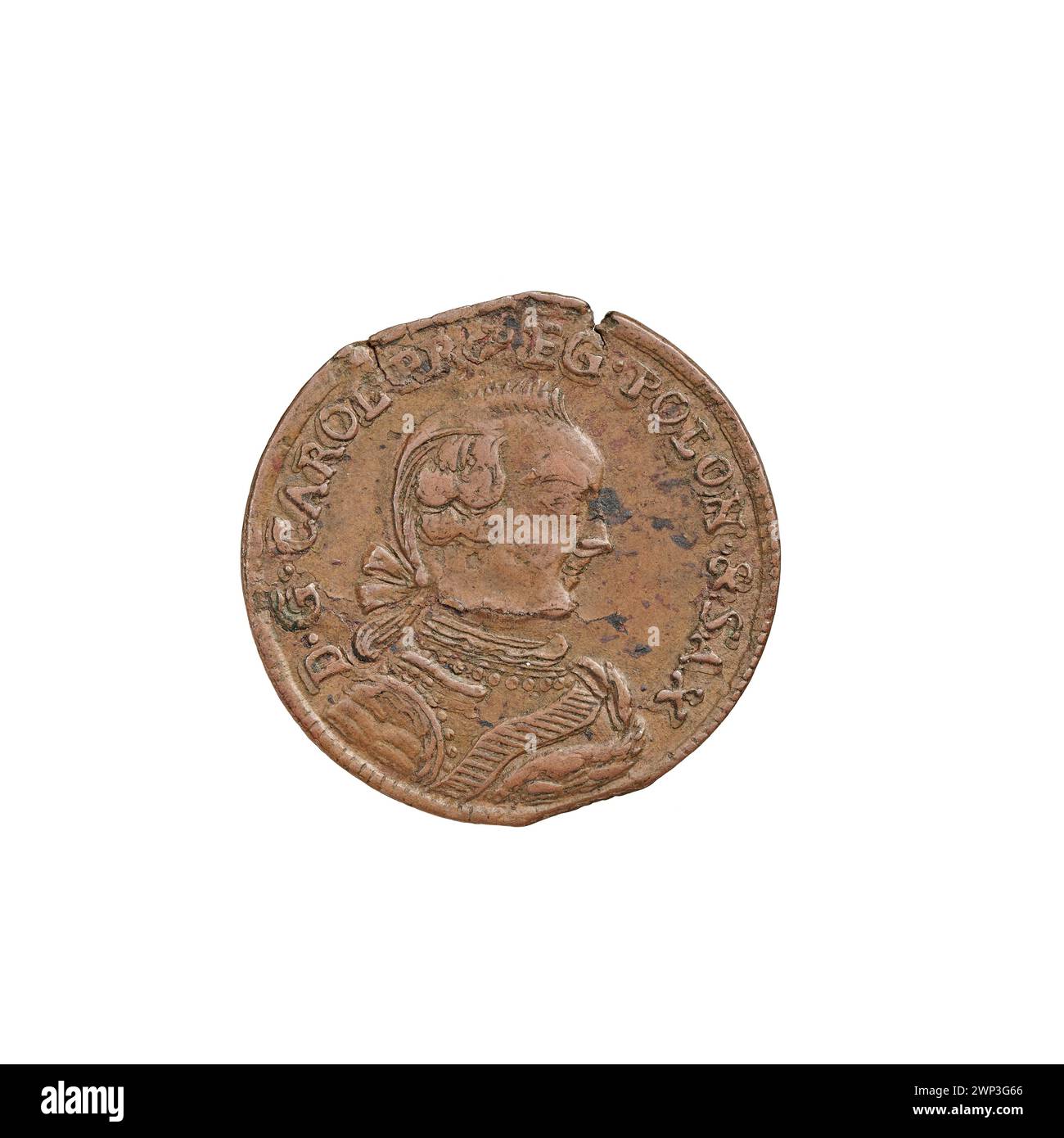 Silberszel g-Münze, geprägt 1762 unter Karol Christian Saski, Herzog von Kurland und Semigallien, graviert von Konrad Henryk Schwerdtner. Stockfoto