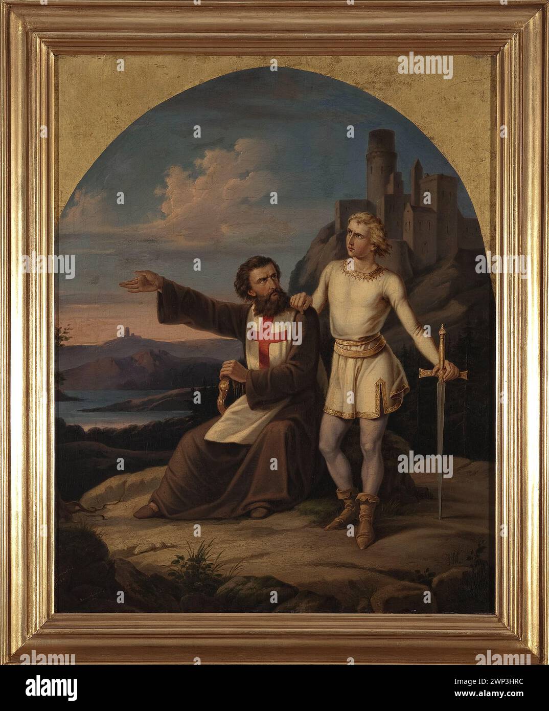 1844 Gemälde „Konrad Wallenrod“ von Władysław Majeranowski, das eine Szene aus dem epischen Gedicht mit historischen und narrativen Elementen illustriert. Stockfoto