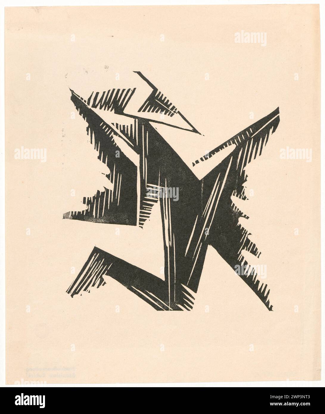 Ein Kunstwerk von Stanisław Kubicki aus dem Jahr 1919 in Verbindung mit der Künstlergruppe Rebellion mit expressionistischem Stil und geometrischen Kompositionen. Stockfoto