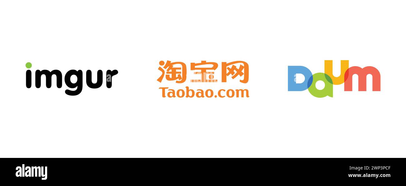 Taobao Marketplace, Imgur, Daum Communication. Kollektion mit Top-Markenlogo. Stock Vektor