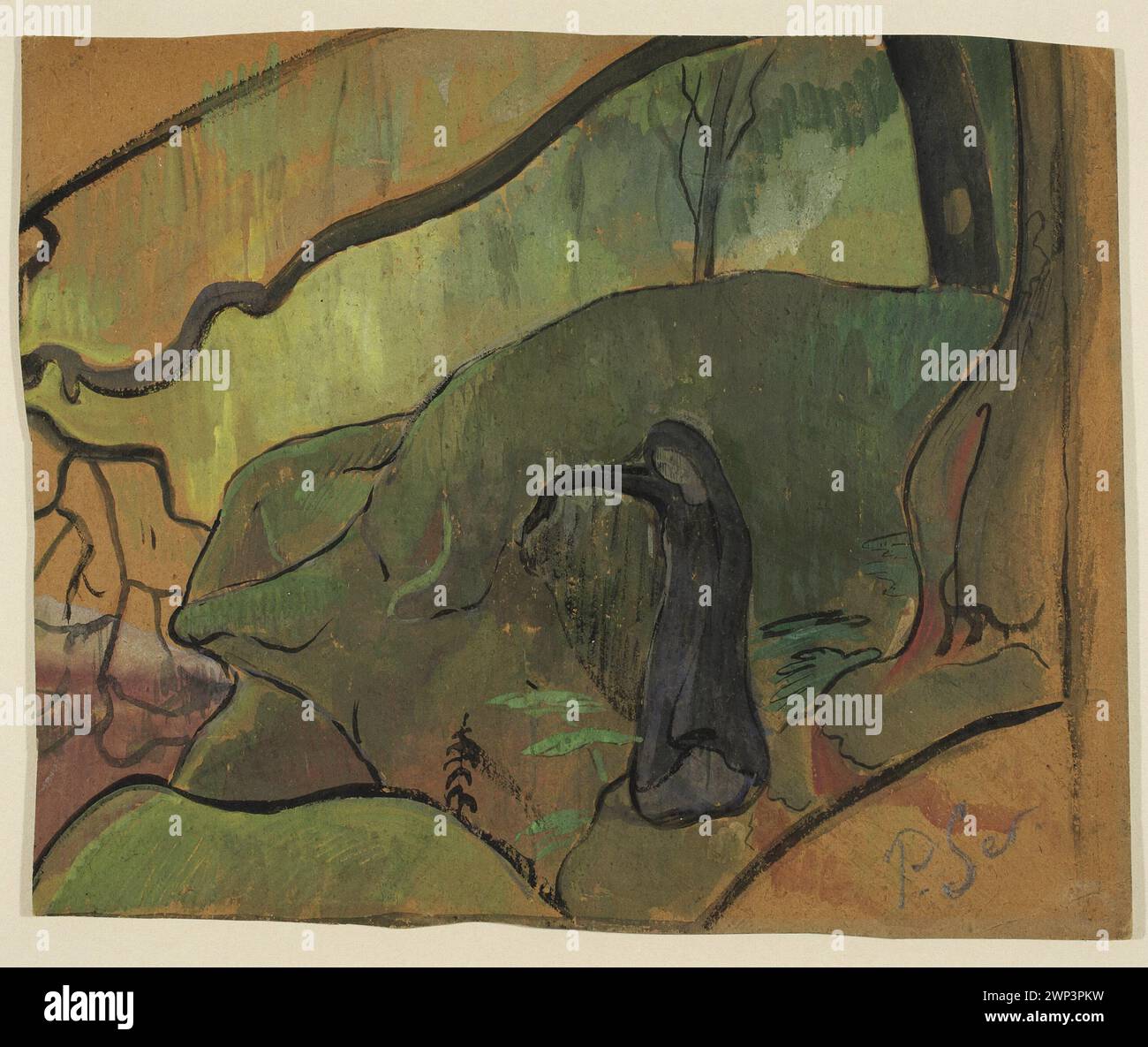 Paul Sérusiers Gemälde „Earth's Dream“ (1892–1894) zeigt eine bretonische Waldszene im Stil des Cloisonismus, verbunden mit der Pont-Aven-Schule und französischem Symbolismus. Das Werk ist mit Gabriela Zapolskas Sammlung verbunden. Stockfoto