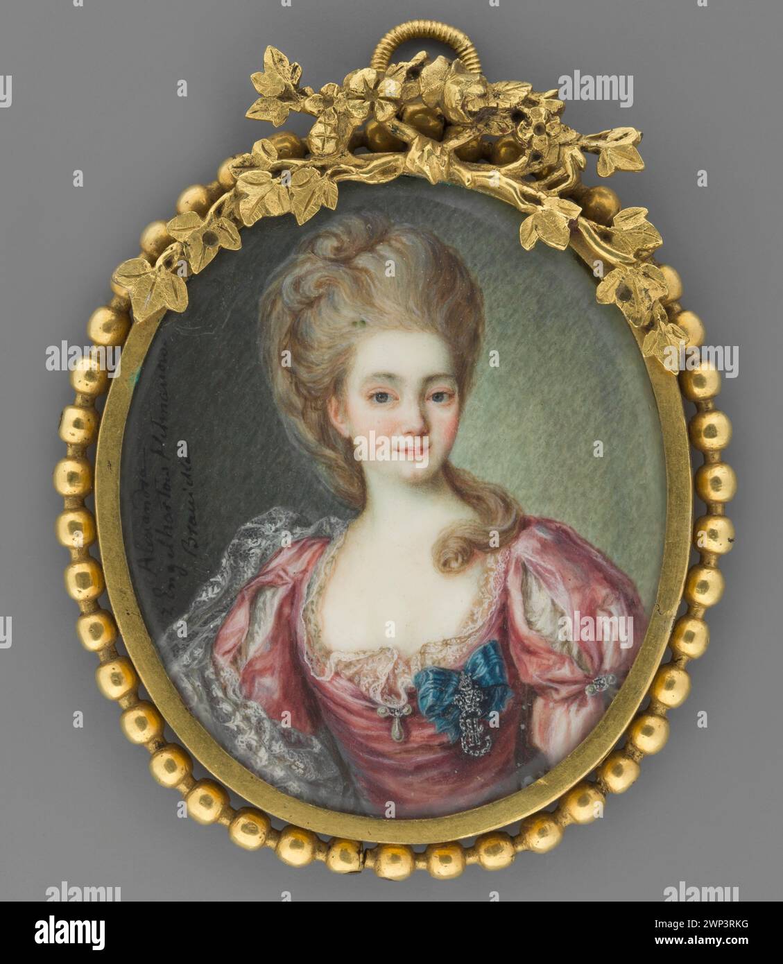 Aleksandra von Engelhardt Branicka (1754-1838), nach Lewicki: "Sie Hetman Franciszek Ksawery Branicki als Ordensfrau; unbekannt, Lewicki, Dymitr (1735-1822); 1820 (1820-00-00-1820-00);Potocki, Andrzej Stefan (1920-1995) - Sammlungen, Aristokratie, Frauen, Kopien, ausländische Miniaturen, Aufträge, Porträts von en Face, Frauenporträts, Kleider, Frisuren Stockfoto