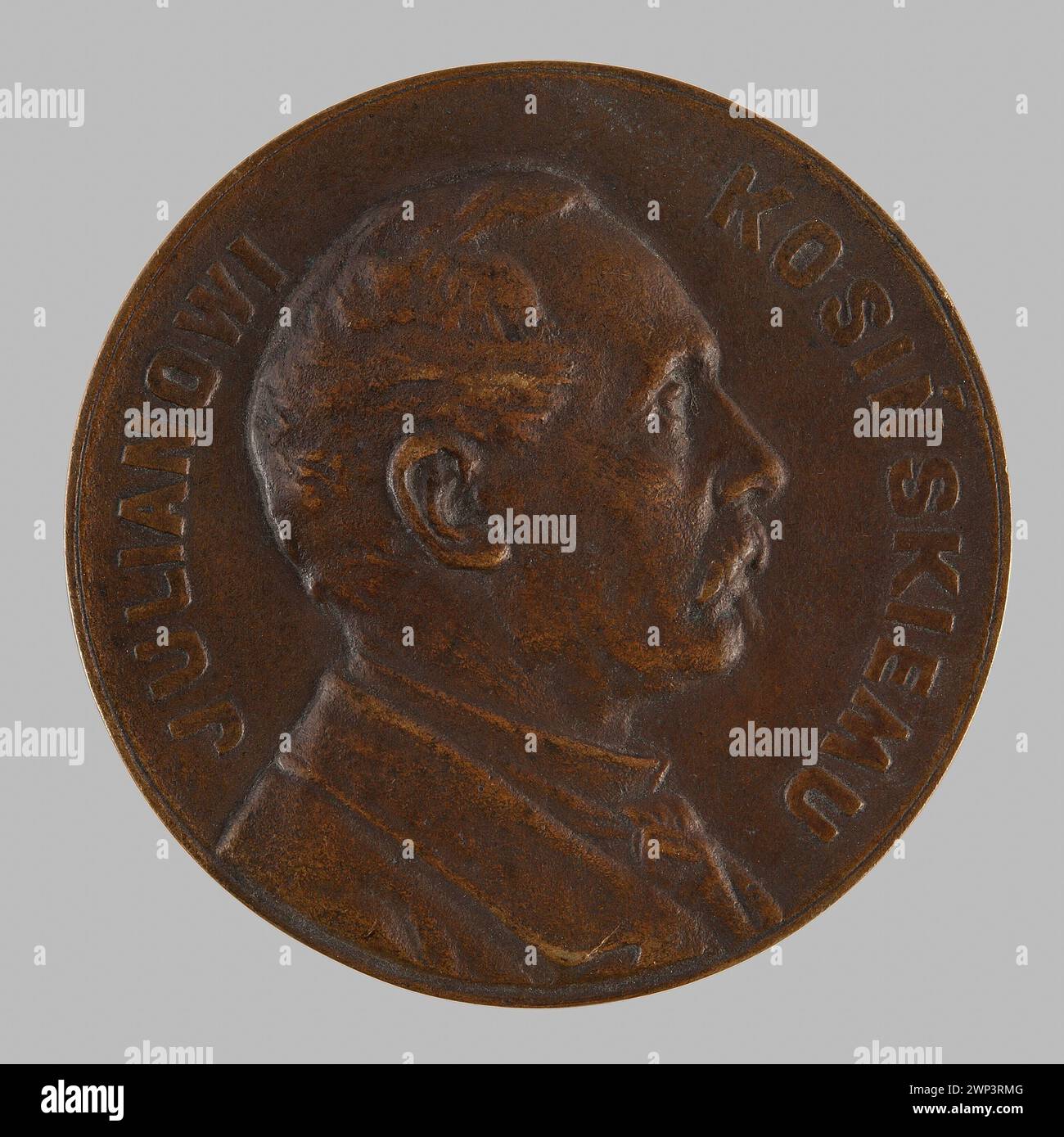 Die Gedenkmedaille wurde 1899 zu Ehren von Julian Kosiński, Meister der polnischen Chirurgie, entworfen von Ignacy Łopieński und hergestellt in der Gießerei Łopieński in Warschau. Stockfoto