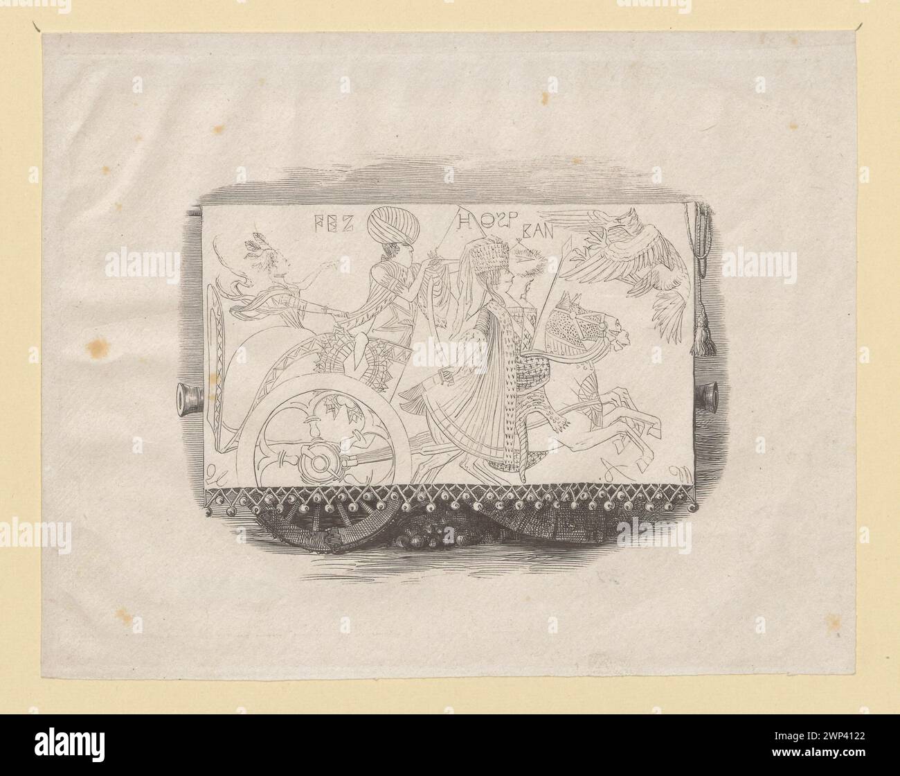 Diese Vignette mit dem Titel „Brief an das Publikum“ wurde von Adolph Menzel im 19. Jahrhundert geschaffen. Das Werk spiegelt Menzels Fähigkeit wider, das Wesen des öffentlichen Diskurses und seinen Beitrag zum deutschen Realismus zu erfassen. Stockfoto