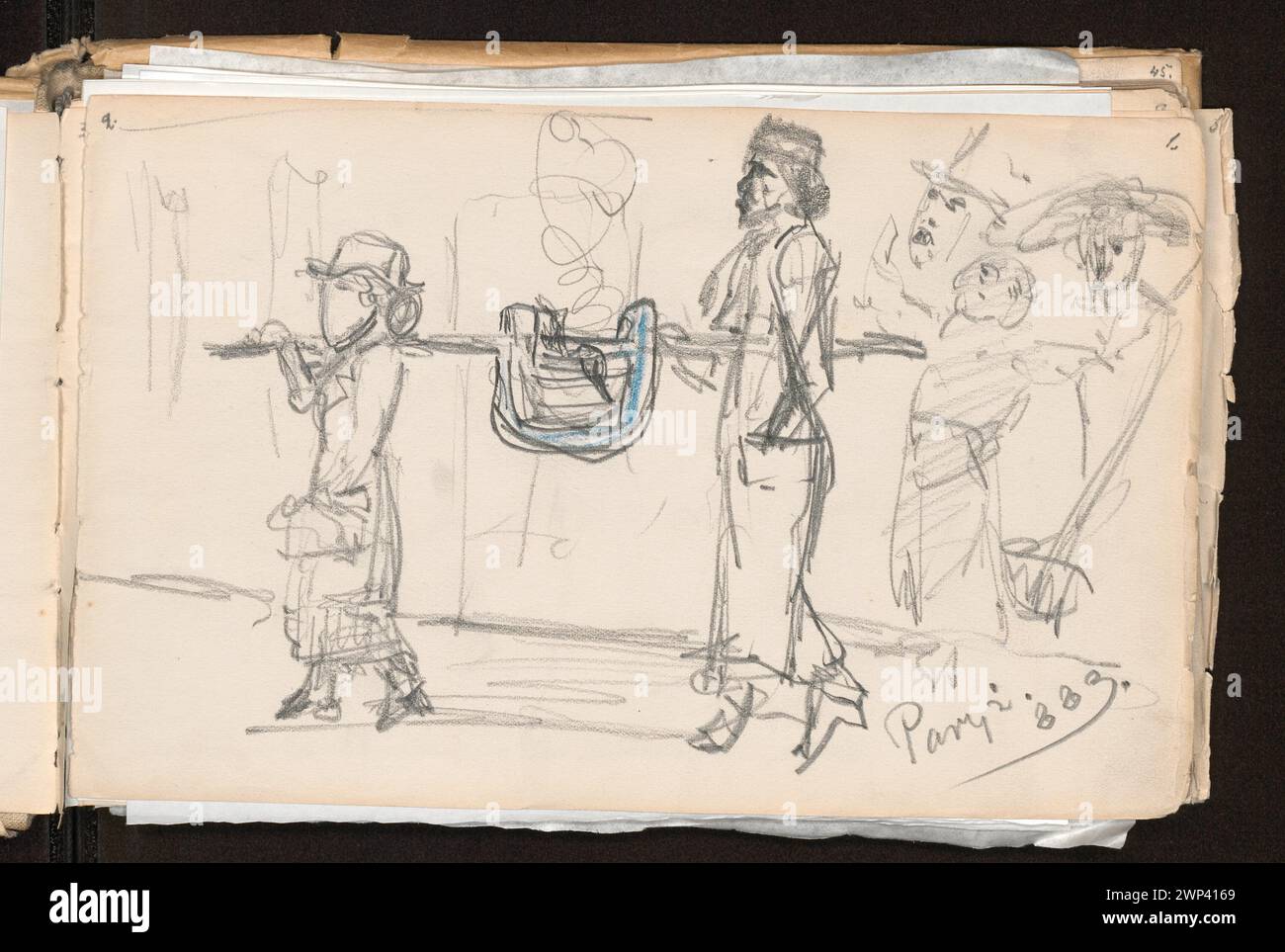 Figuralskizzen von Anna Bili Ska-Bohdanowiczowa, die 1883 aus der Sammlung von Wanda Renault entstanden sind und Genreszenen und menschliche Figuren darstellen. Stockfoto