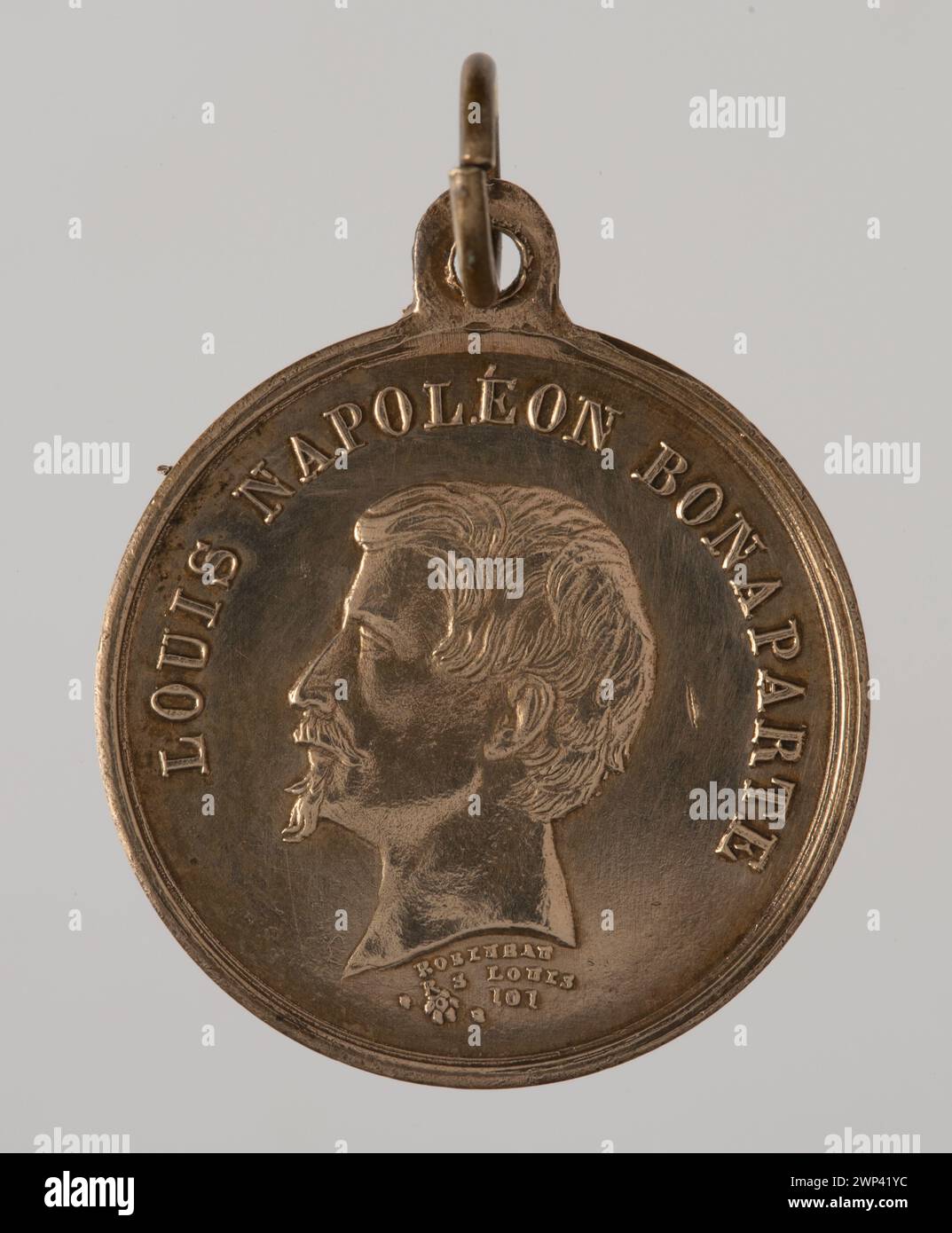 Eine Medaille, die 1852 als Stadthauptmann für Kaiser Napoleon III. Ausgestellt wurde und von Louis Robineau geschaffen wurde, um Medaillenkunst aus der Mitte des 19. Jahrhunderts wiederzugeben. Stockfoto