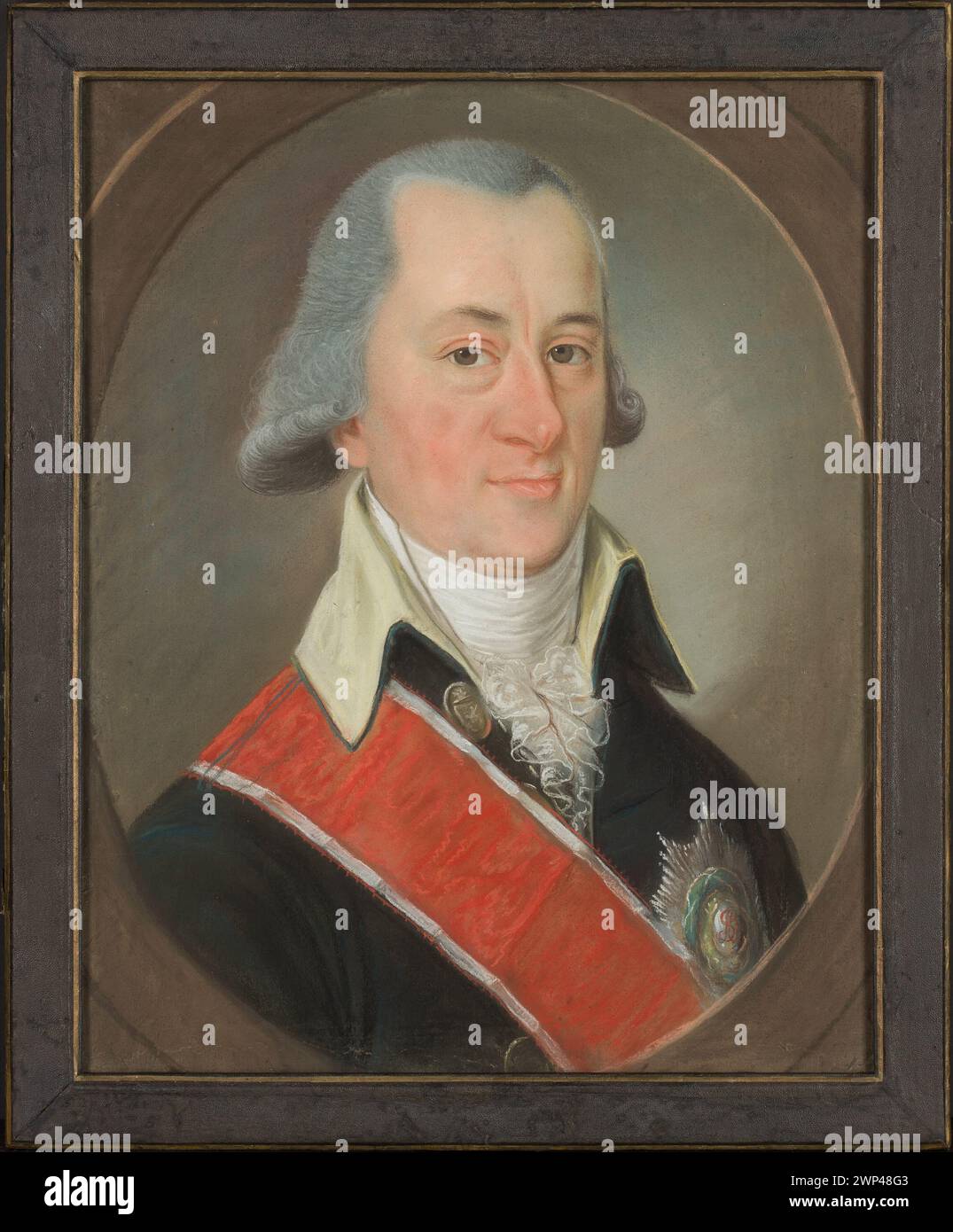 Porträt von Micha und Tadeusz Morykoni; Pigulski, Józef Mateusz (1724-1817); nach 1777 (1780-00-00-1800-00); Broel Plater aus Morykoni, Stefania (1841-Po 1862), Broel Plater aus Moronym, Stefania (1841-Po 1862)-Sammlungen, Broel Plater, Zygmunt Stefan (1870-1934), Broel Plater, Broel Plater, Zygmunt Stefan (1870-1934)- Sammlung, Moronia, Michał Tadeusz (1720-1788), Morykoni, Michał Tadeusz (1720-1788)-Ikonographie, Orden der St. Stanisława, Ordery, Polen (Kultur), Porträts, Herrenporträts, Kostüme aus dem 18. Jahrhundert Stockfoto