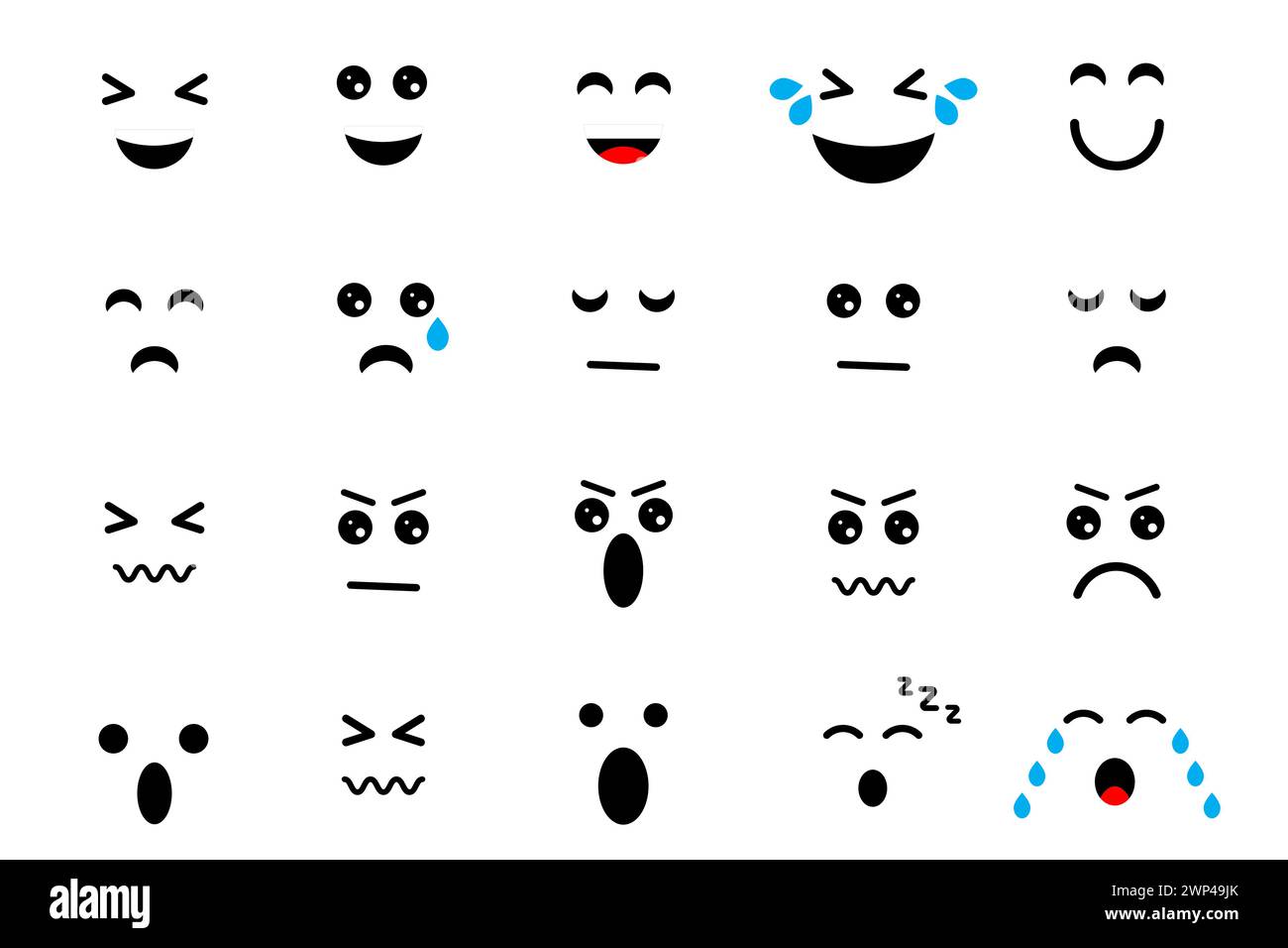 Trendiger Schöpfer von Emotionen. Grafik für Kinder. Smiley Face. Vektorabbildung. Rohbild. EPS 10. Stock Vektor