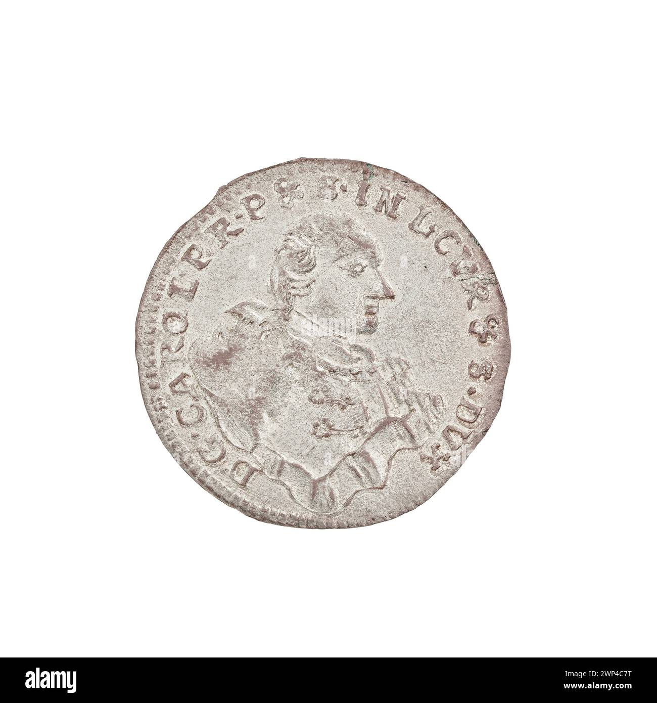 Ein 1762 Cent wurde unter der Autorität von Karol Christian Saski in Kurland und Semigallien geschlagen, mit Entwurf und Prägung von Konrad Henryk Schwerdtner. Stockfoto