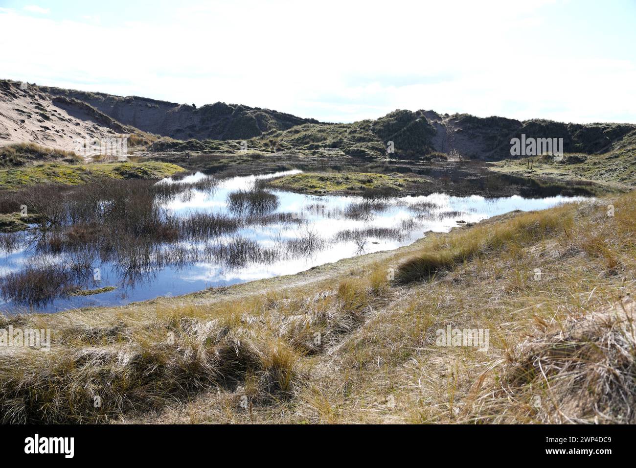 The Devil's Hole, eine große Dünenlandschaft im Ravenmeols Sandhills Local Nature Reserve, Formby, Sefton Coast, Großbritannien Stockfoto