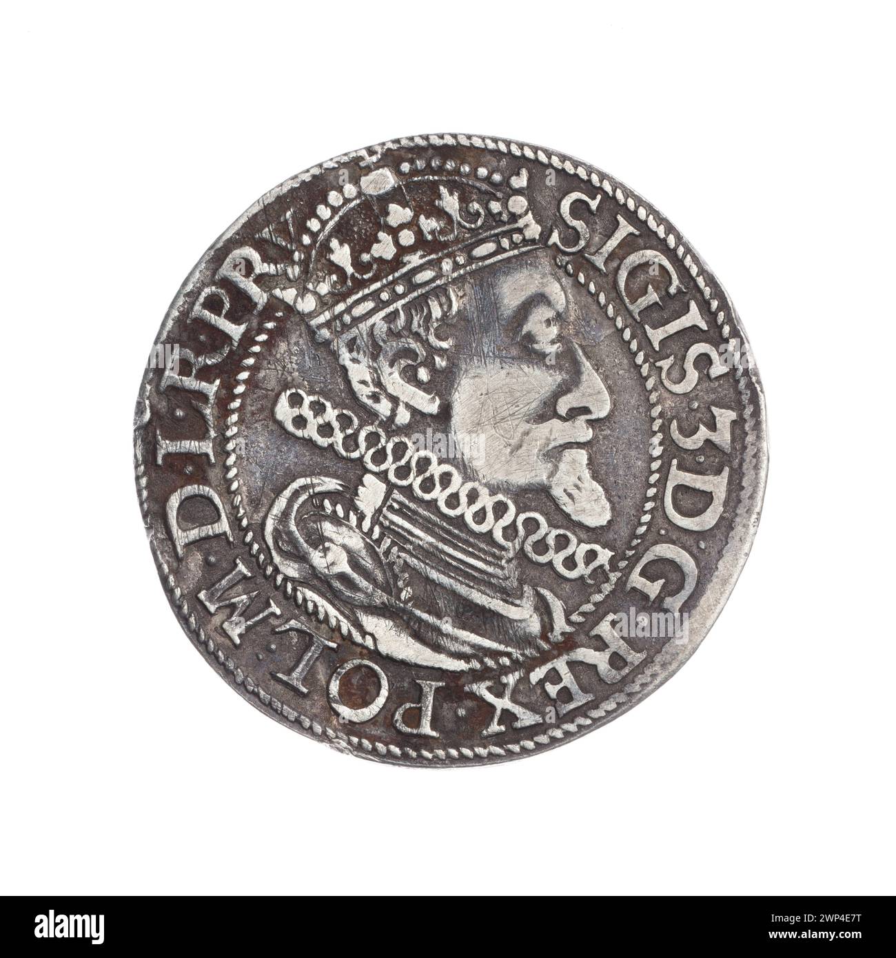 Gdańsk Ort; Zygmunt III Waza (König von Polen; 1587-1632), Klüwer, Daniel (FL. 1608-1618); 1608 (1608-00-00-1608-00);Gdańsk (Wappen), Gdańsk (Woiwodschaft Pommern), Ort, Polen, Sobański,, Kazimierz (1859-1909) - Sammlung, Zygmunt III Waza (König von Polen - 1566-1632), Zygmunt III Waza (König von Polen - 1566-1632) - Ikonographie, schlagende Münzen, Königskrone (ikonogr.), Schwert, Münze, Büste Stockfoto