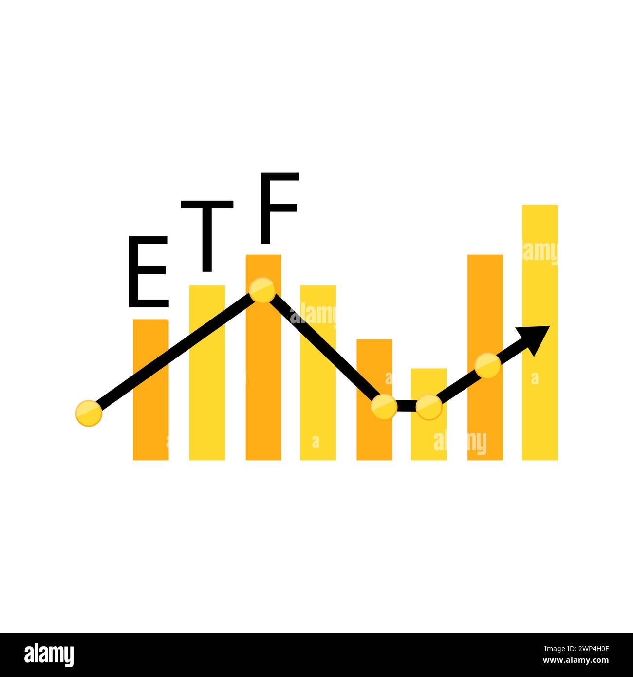 ETF-Diagramm. Handel mit Finanzinvestitionen. Finanzkonzept. Börsenhandelskonzept. Vektorabbildung. Rohbild. EPS 10. Stock Vektor