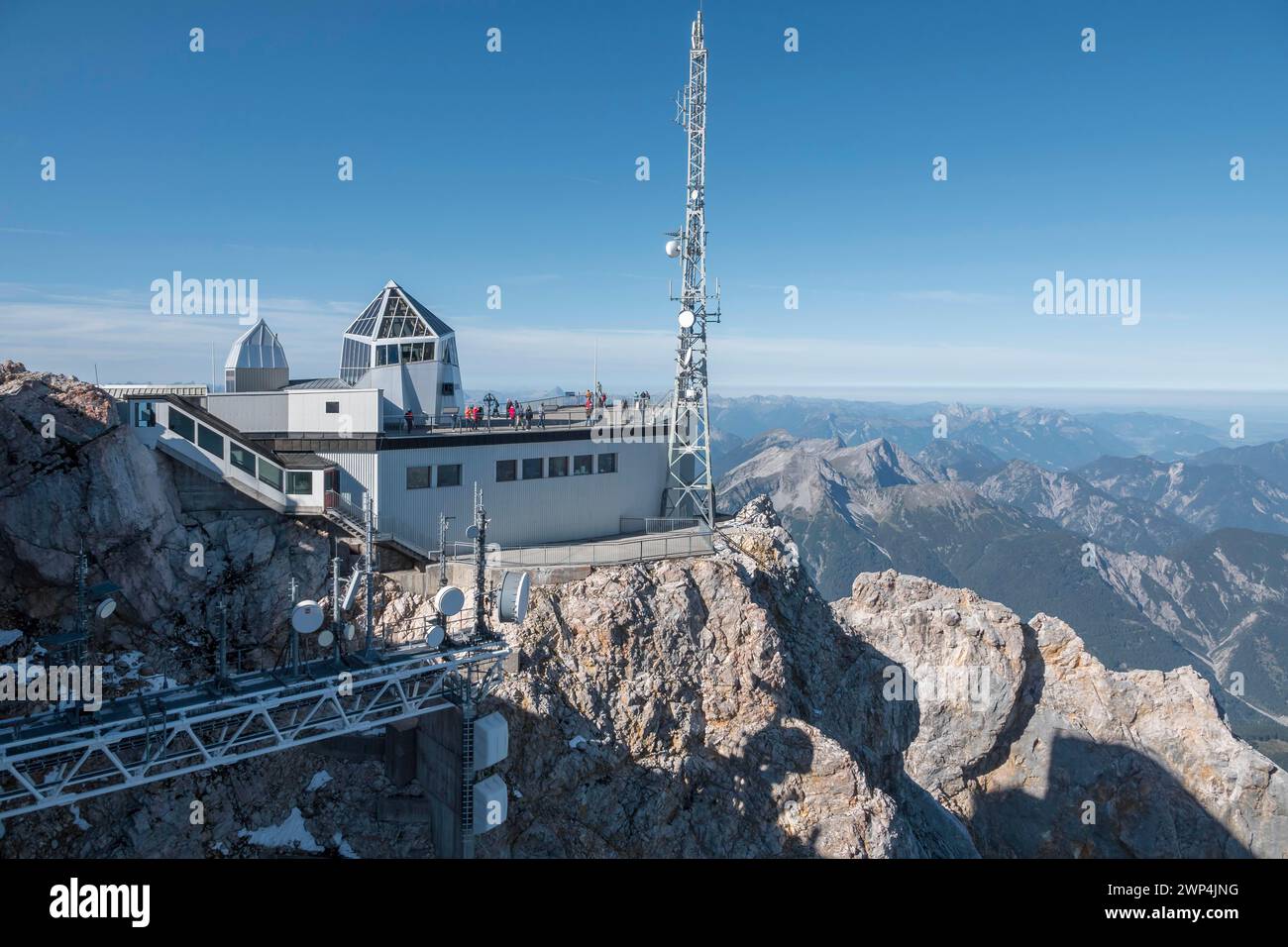 Bergstation, Aussichtsplattform, Zugspitze, Garmisch-Partenkirchen, Werdenfelser Land, Oberbayern, Bayern, Deutschland Stockfoto