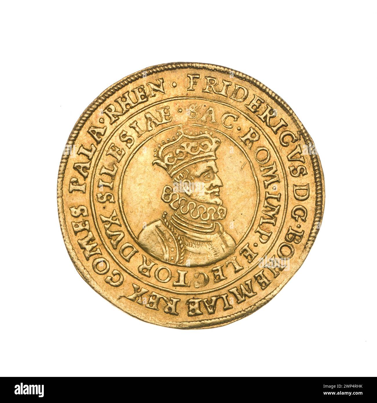 2 Dukaten; Fryderyk V. aus der Pfalz des Rheins (König der Tschechischen Republik; 1619-1621); 1620 (1765-00-1765-00); Fryderyk V (Pfälzischer Rhein, tschechischer König - 1596-1632), Fryderyk V (Pfälzischer Rhein, tschechischer König - 1596-1632) - Ikonographie, R6 (Seltenheit), Wittelsbachowie (Familie), Wrocław (Wappen), Ikonographie (Ikonen), Ikonen (Stadtwappen). monety miejskie, popiersia, popiersia męskie, popiersia męskie W kryzie, popiersia męskie W zbroi, portrety, portrety męskie W prawo, portrety władców, tarcza czteropolowa z polem sercowym, Tarcze, Tarcze herbowe Stockfoto