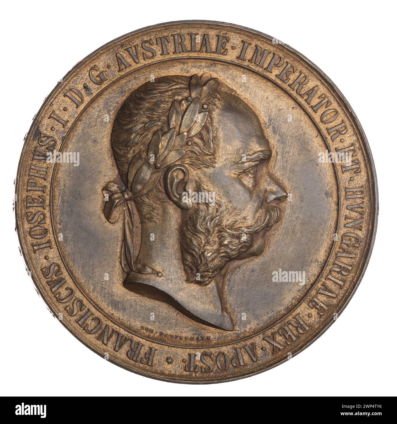 1908 wurde auf der Industriemesse in Jarosław eine Ehrenmedaille verliehen, die Josef Hermann Tautenhayn im Secession-Stil für Verdienste um Industrie und Landwirtschaft entwarf. Stockfoto
