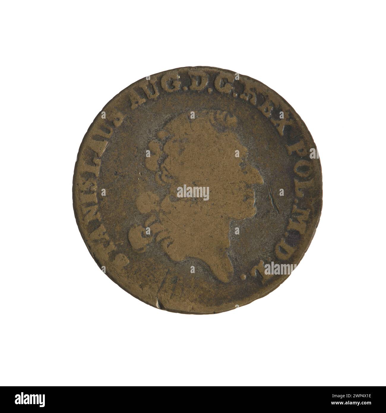 Fryderyk Wilhelm Sylm schuf eine gefälschte Darstellung der Krönung von Stanisław August Poniatowski zwischen 1767 und 1795, die das zeremonielle Kleid und die königlichen Abzeichen des Königs hervorhob. Stockfoto