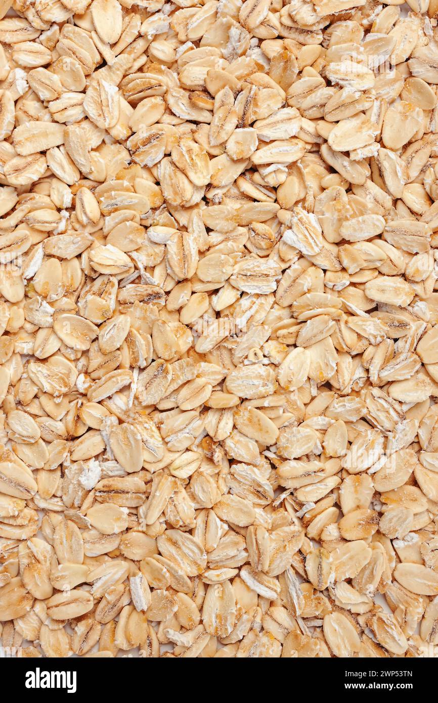 Haferflocken Textur, gesunde Ernährung, Lebensmittel Hintergrund Stockfoto
