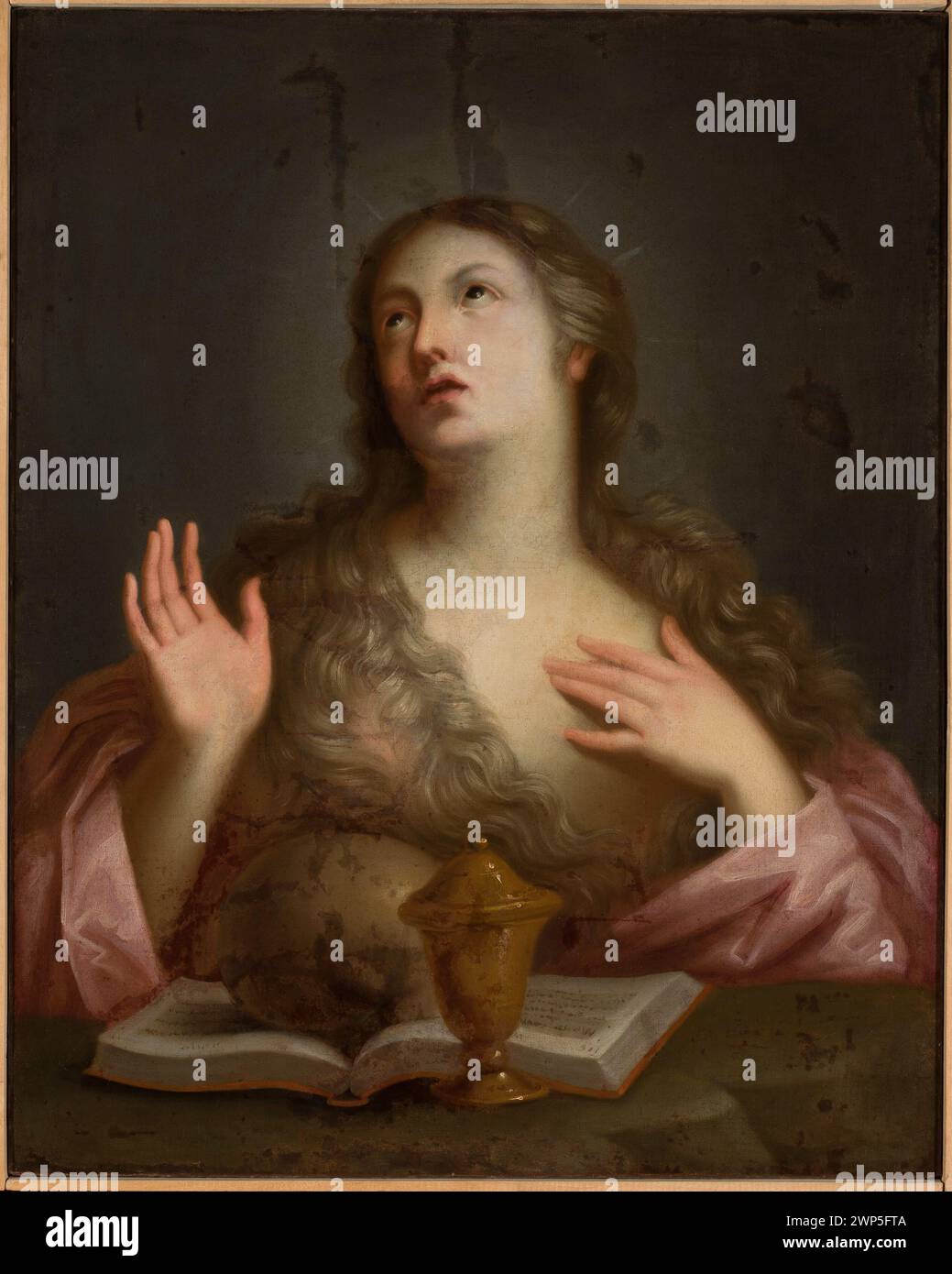 Ein französisches Gemälde aus dem 17. Jahrhundert zeigt die Heilige Maria Magdalena in Ekstase und zeigt eine religiöse Szene, die in Sammlungen erhalten ist. Stockfoto
