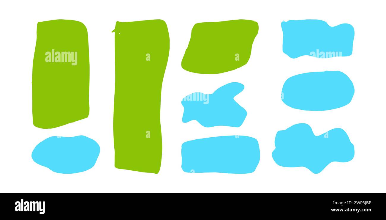 Textrahmen handgezeichnet Doodle dekorativ. Für Etiketten und Etiketten auf Behältern. Vektorillustrationssatz. Stock Vektor