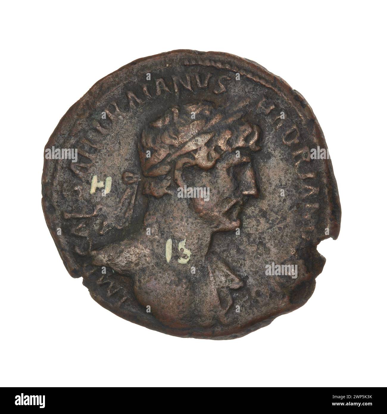 AS; Hadrian (76-138; römischer Kaiser 117-138); 119 (118-00-00-118-00); Münze (Personifizierung), Büsten, lorbeerkränze, Speere Stockfoto
