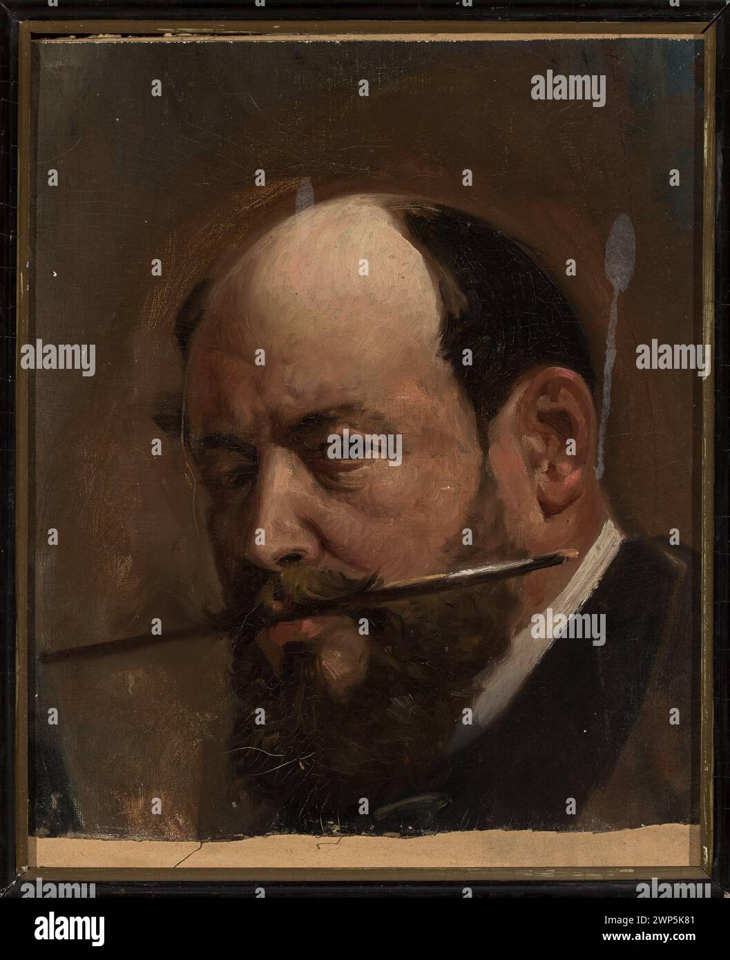 Karol Smólski malte 1885 „das Hauptstudium“, in dem er eine Szene mit Möbeln, Objekten und architektonischen Elementen darstellt, die in seiner Sammlung als Geschenk gehalten wurde. Stockfoto