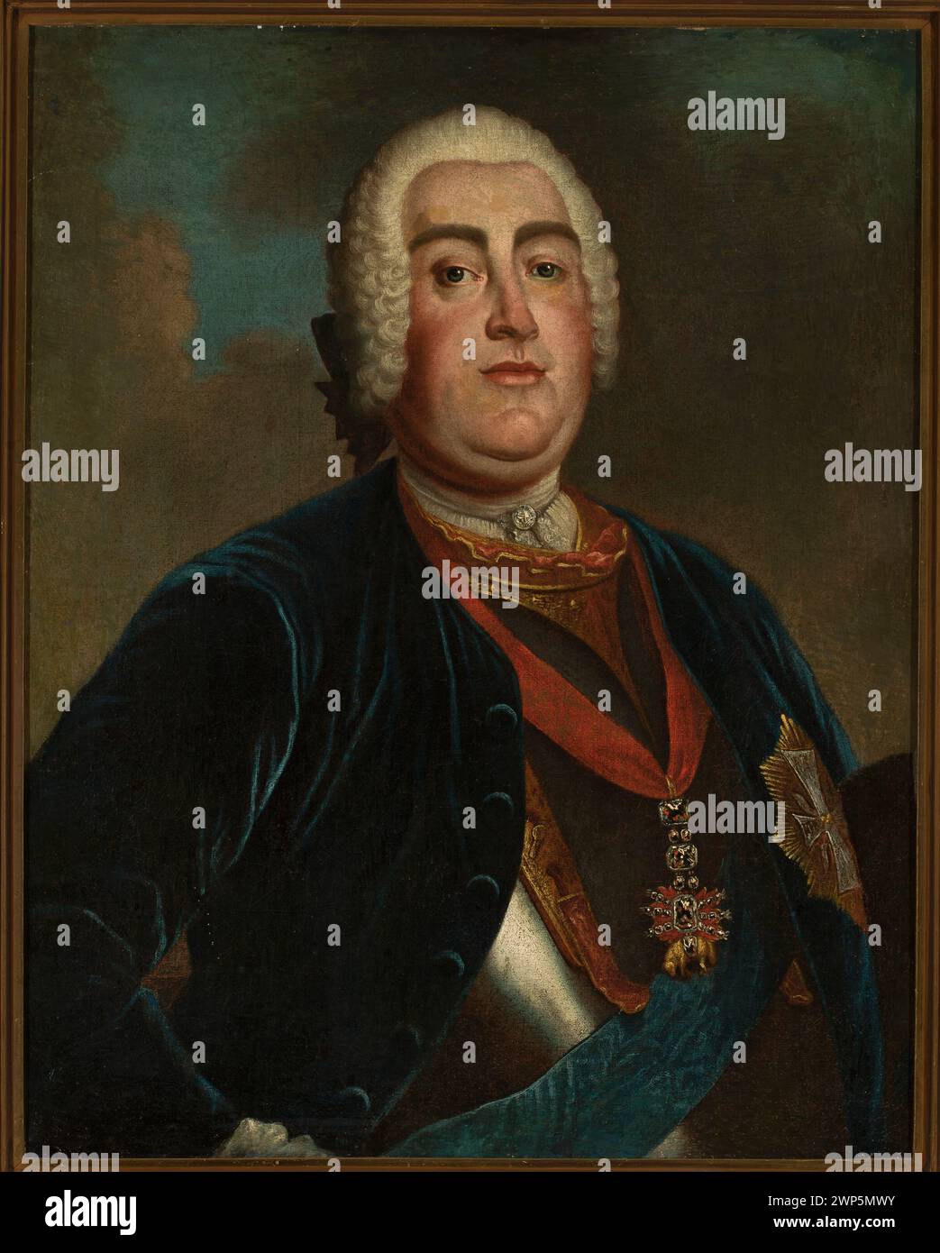 Porträt von August III; Silvestre, Louis de (1675-1760; m nach 1753 (1743-00-1753-00-00); August III SAS (polnischer König - sächsischer Kurfürst - 1696-1763), Orden des Weißen Adlers, Orden der Goldenen Runa, dar (Provenienz), Kopien, französisches Gemälde, Perücken en Catogan Stockfoto