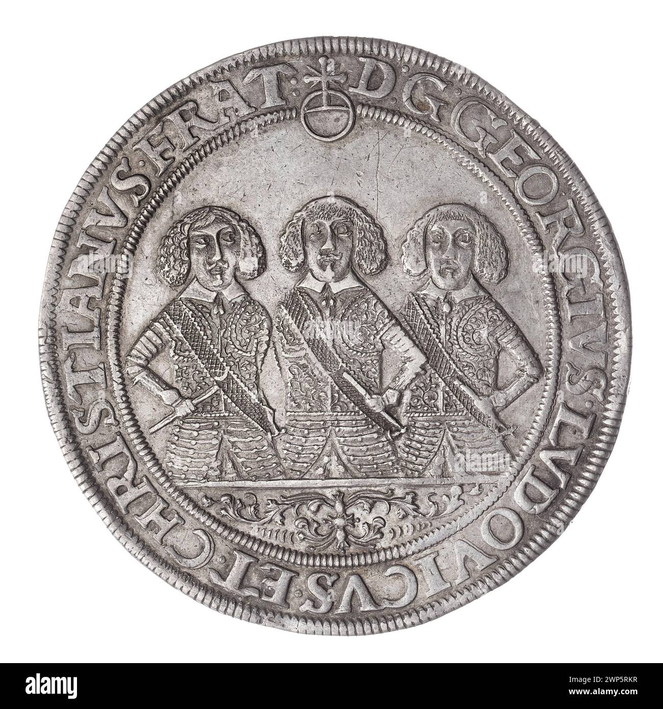 thaler; Jerzy III (ksi Brzesko-Legnicka-Wośowski; 1611-1664), Ludwik IV (KSI Brzesko-Rednicko-Wośców; 1616-1663), Christian (ksi Brzesko-Legnicko-Wośowski; 1618-1672), Pfahler, Christian (fl. 1651-1665); 1657 (1657 1616-00-00-1657 1663-00); Christian (Fürst von Brest-Legnicka-Wołowski-1618-1672), Christian (Fürst von Brest-Legnicki-Wołowski-1618-1672)-Ikonographie, Jerzy III (Fürst von Brest-Legnicka--1611-1664), Jerzy III (Fürst und Legnica-Fürst 1663 - 1611-1664) - Ikonographie, Ludwik IV (Fürst Legnicki - 1616) Stockfoto