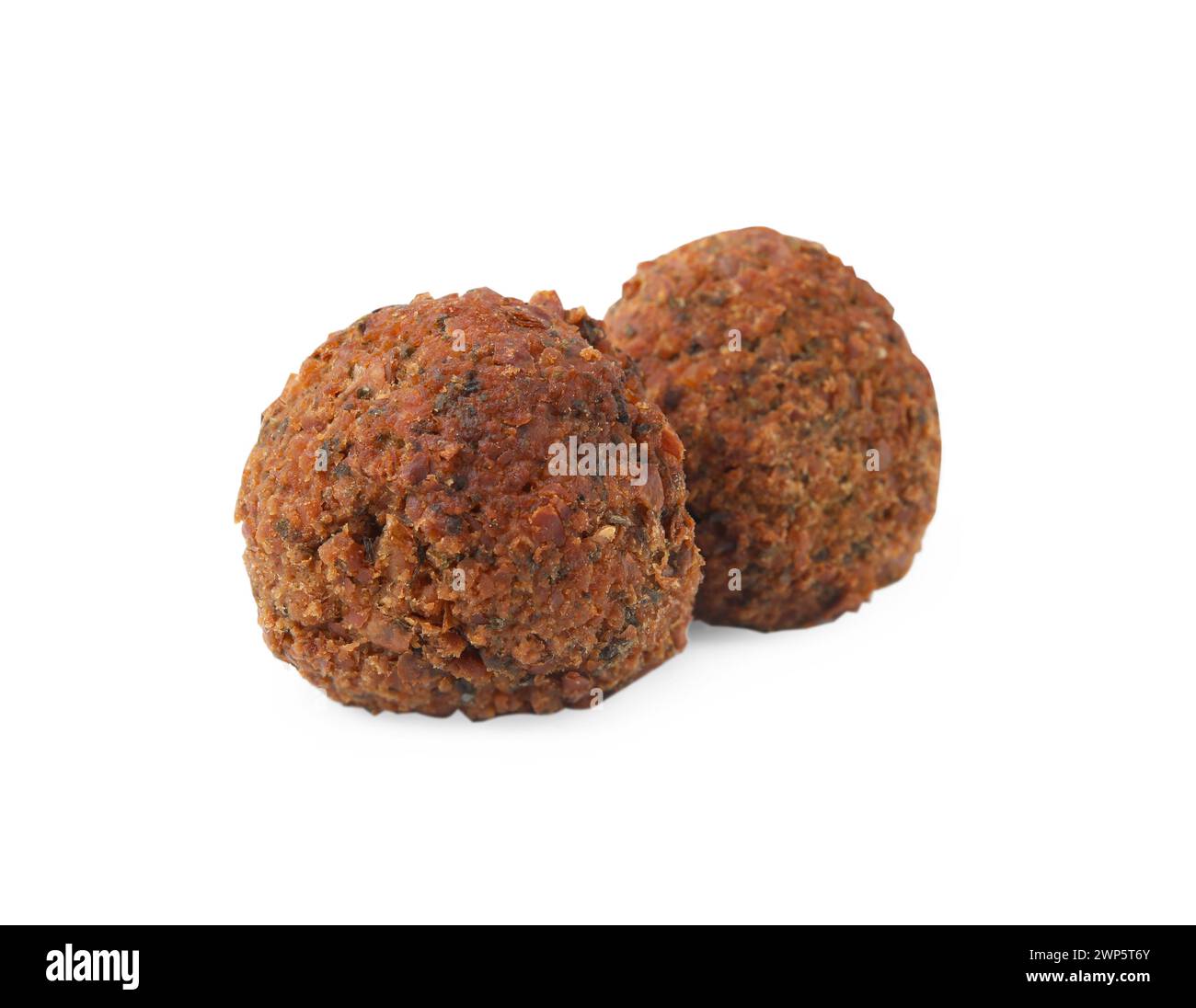 Zwei köstliche Falafelkugeln isoliert auf weiß Stockfoto