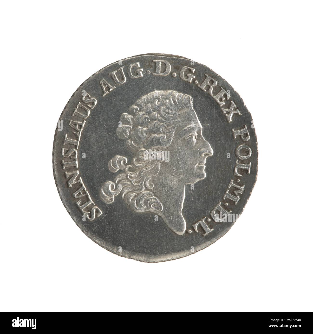 Gemälde von Efraim Brenn aus dem Jahr 1781, das die Krönung von König Stanisław August Poniatowski illustriert, einschließlich zeremonieller Gewänder, Krone und Thron. Stockfoto