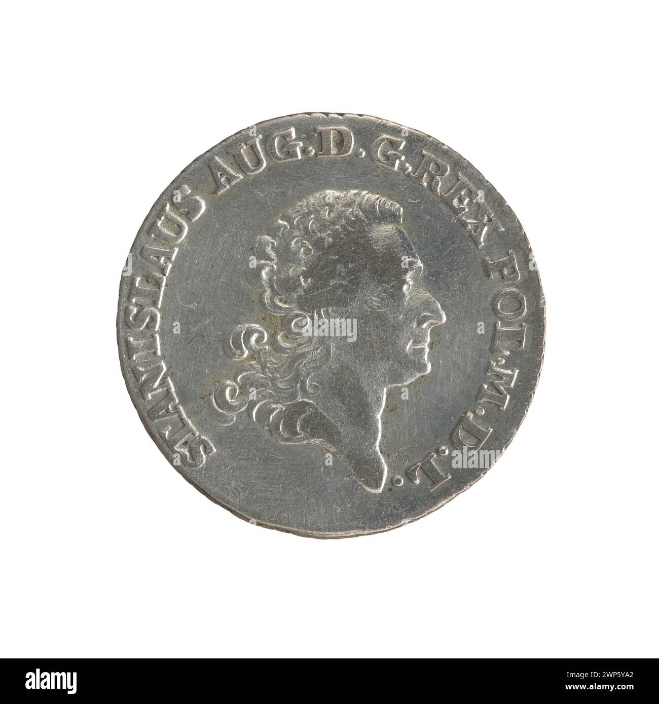 1777 Gemälde von Efraim Brenn, das die Krönung des polnischen Königs Stanisław August Poniatowski zeigt, mit zeremoniellen Gewändern, Krone und Krönungszeremonie. Stockfoto