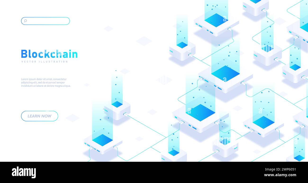 Blockchain weißer Postervektor Stock Vektor