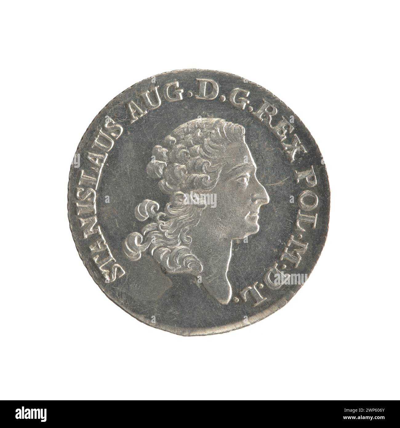 1781 Gemälde von Efraim Brenn, das die Krönung des polnischen Königs Stanisław August Poniatowski zeigt und Krone, Thron und königliche Gewänder hervorhebt. Stockfoto