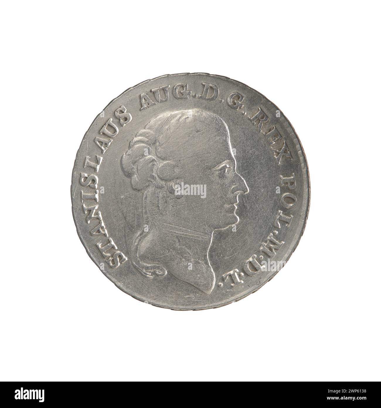 Darstellung der zweiten Krönung von Stanisław August Poniatowski im Jahr 1794, in der die zeremonielle Kleidung und Insignien des polnischen Monarchen hervorgehoben werden. Stockfoto