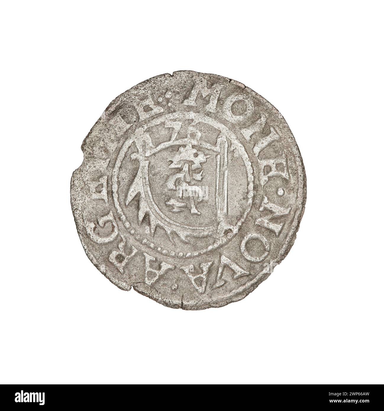Die Szelg-Münze wurde 1576 unter Gotard Kettler vom Herzogtum Kurland und Semigallien geprägt, Teil des Währungssystems der Region. Stockfoto