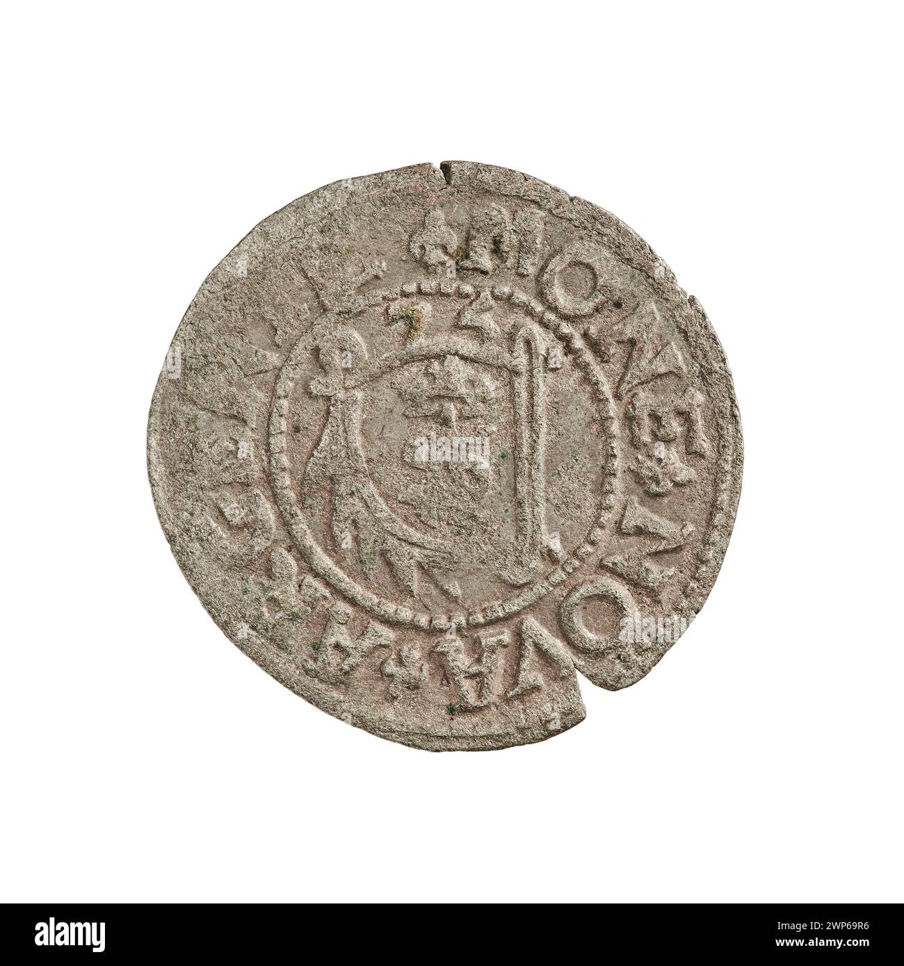 Münze des Typs Szelg, geprägt 1575 von Gotard Kettler, Herzog von Kurland und Semigallien. Stockfoto Münze des Typs Szelg, geprägt 1575 von Gotard Kettler, Herzog von Kurland und Semigallien. Stockfoto